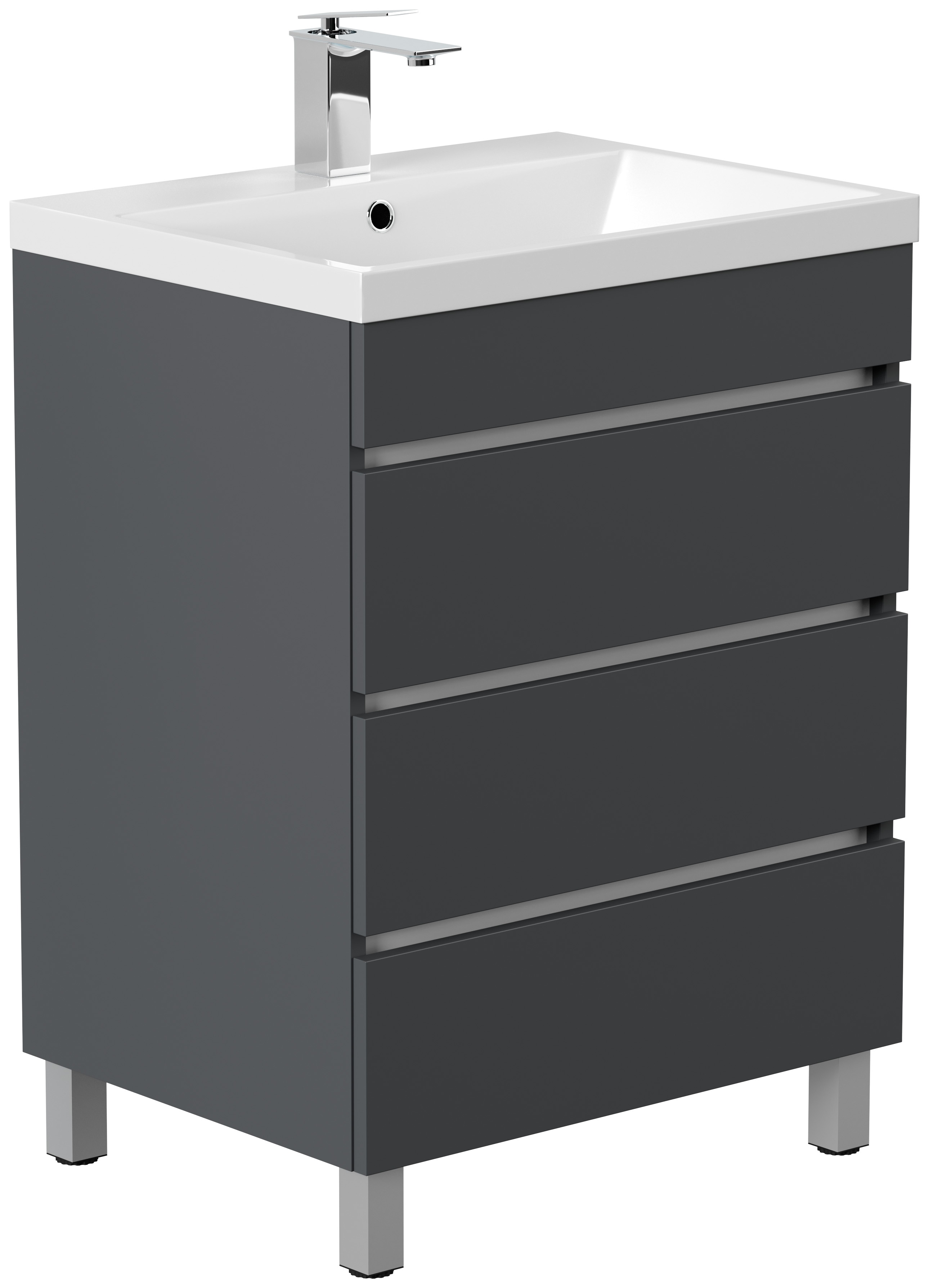 Stand Badm&ouml;bel Fellini 70 SoftClose eiche gold mit drei grifflosen Schubladen 