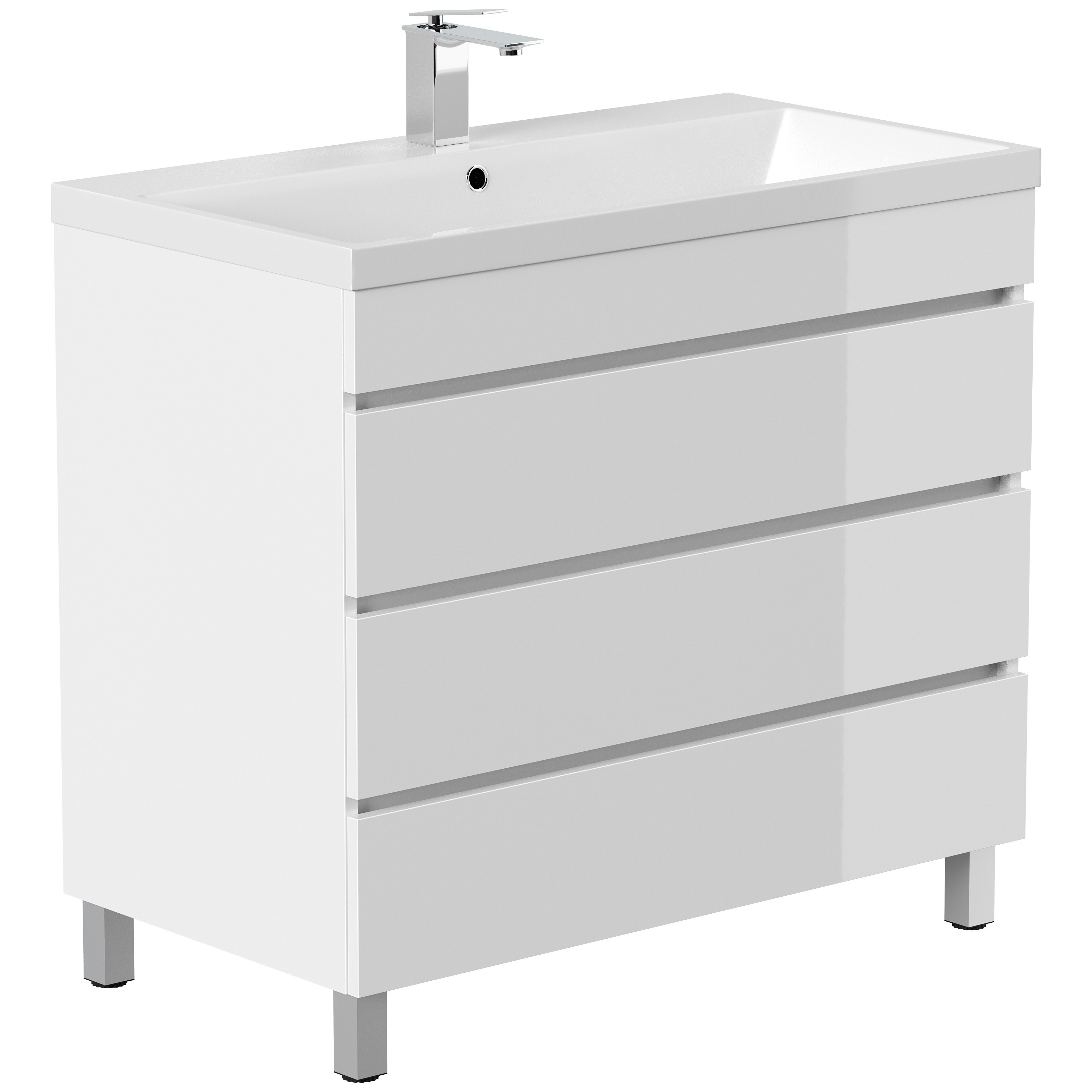 Stand Badm&ouml;bel Felini mit drei grifflosen Schubladen in versch. Ausf&uuml;hrungen 