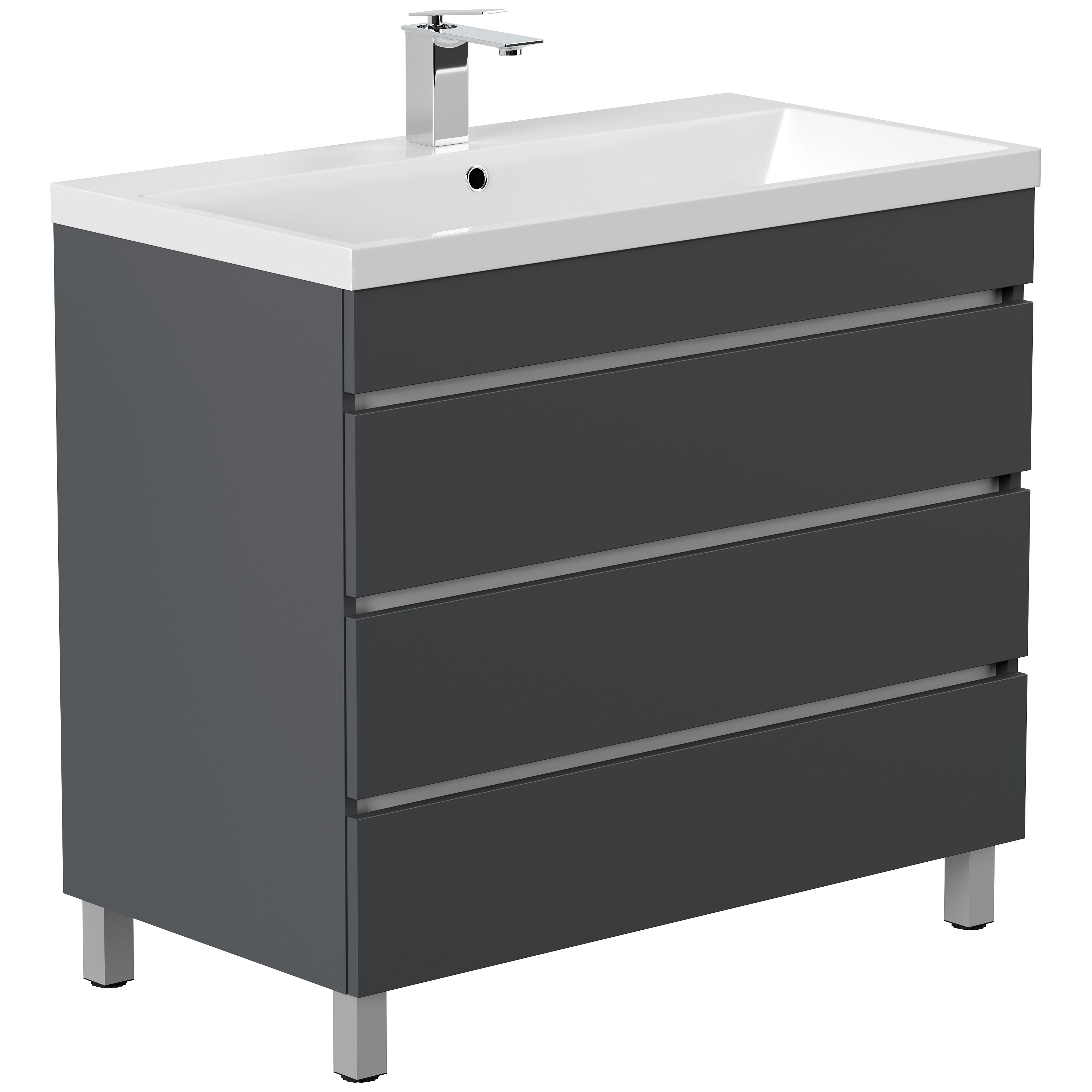 Stand Badm&ouml;bel Felini mit drei grifflosen Schubladen in versch. Ausf&uuml;hrungen 