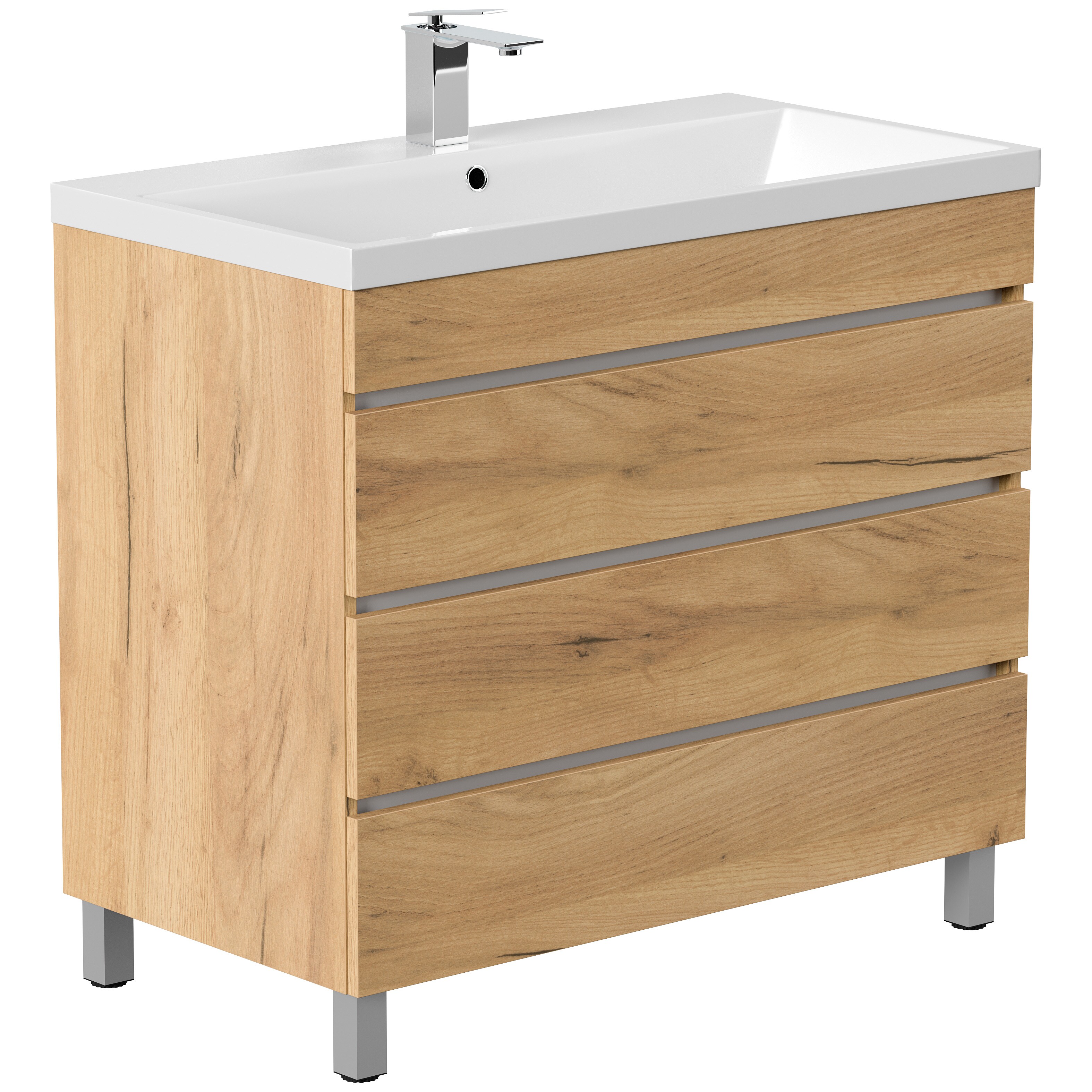 Stand Badm&ouml;bel Felini mit drei grifflosen Schubladen in versch. Ausf&uuml;hrungen 