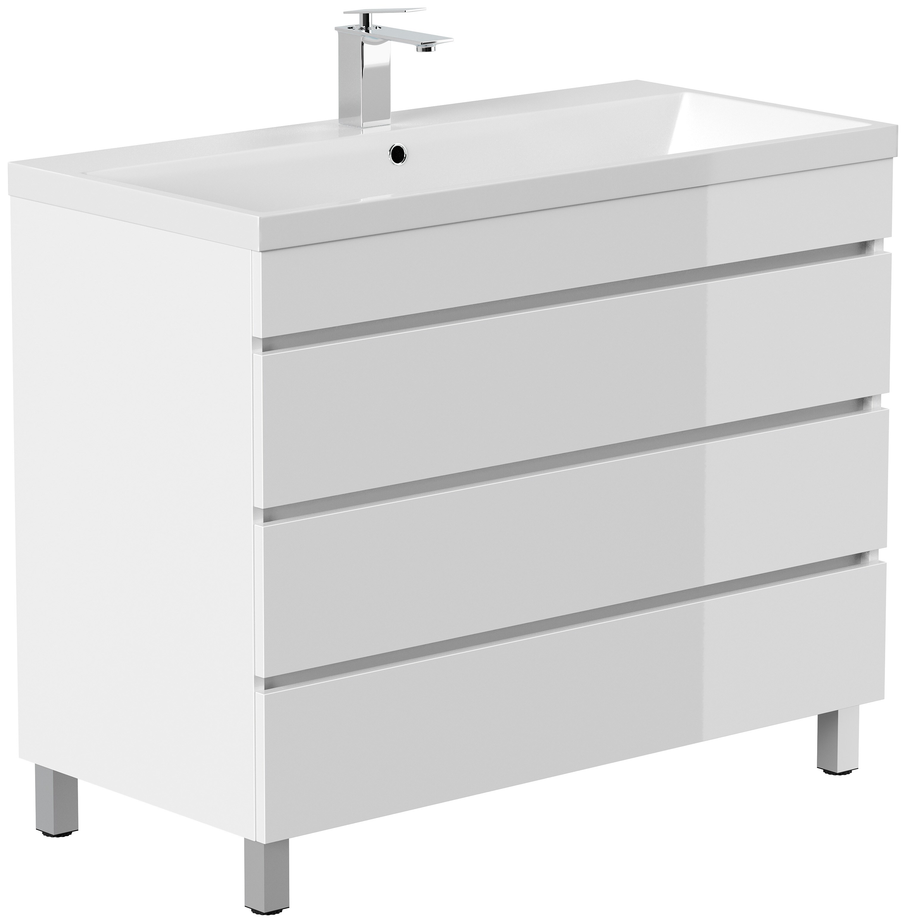 Stand Badm&ouml;bel Fellini 100 SoftClose eiche gold mit drei grifflosen Schubladen 