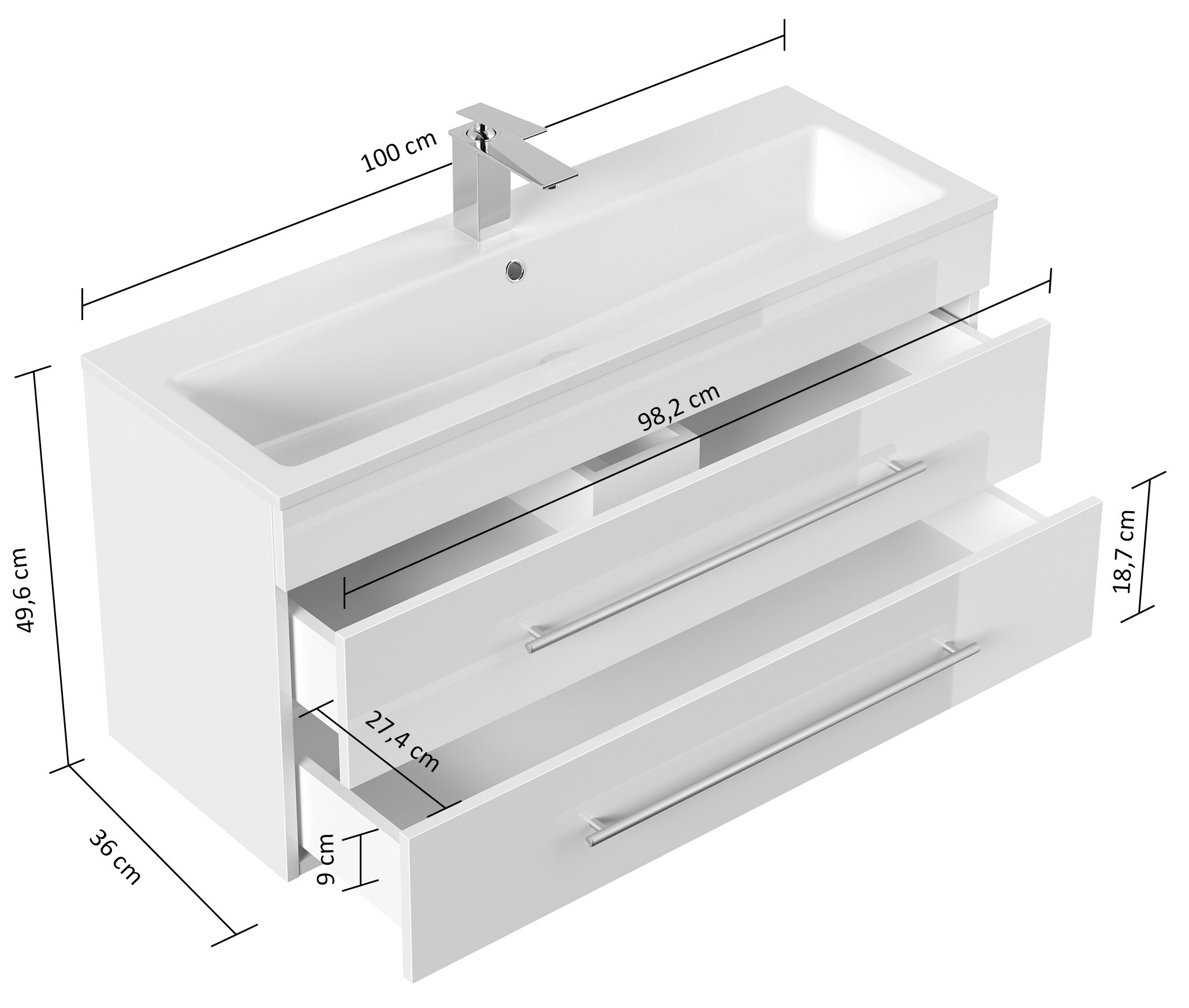 Badm&ouml;bel Portus 1000 SlimLine weiss hochglanz 