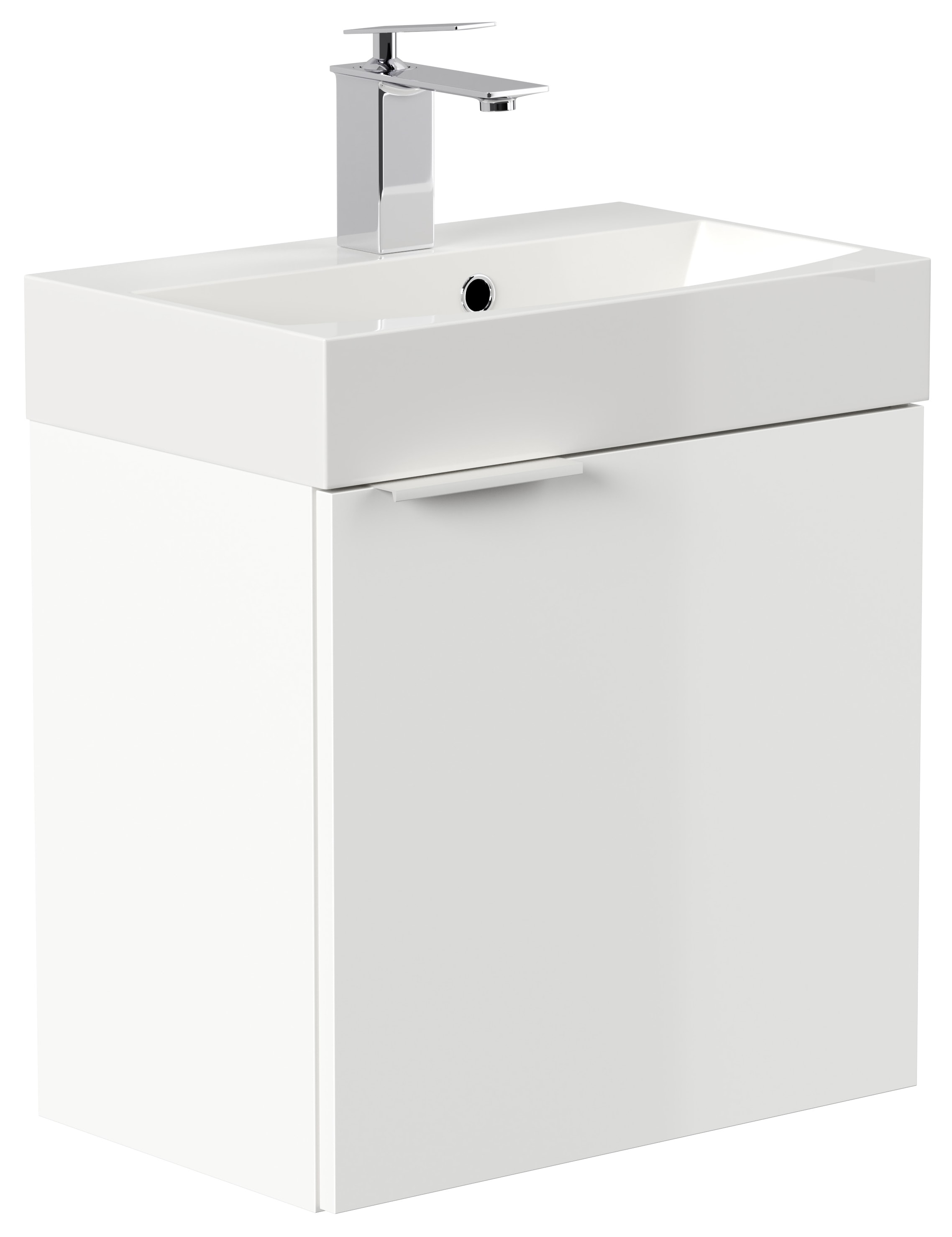G&auml;ste WC Badm&ouml;bel Cubi Slimline 50cm SoftClose wei&szlig; hochglanz 