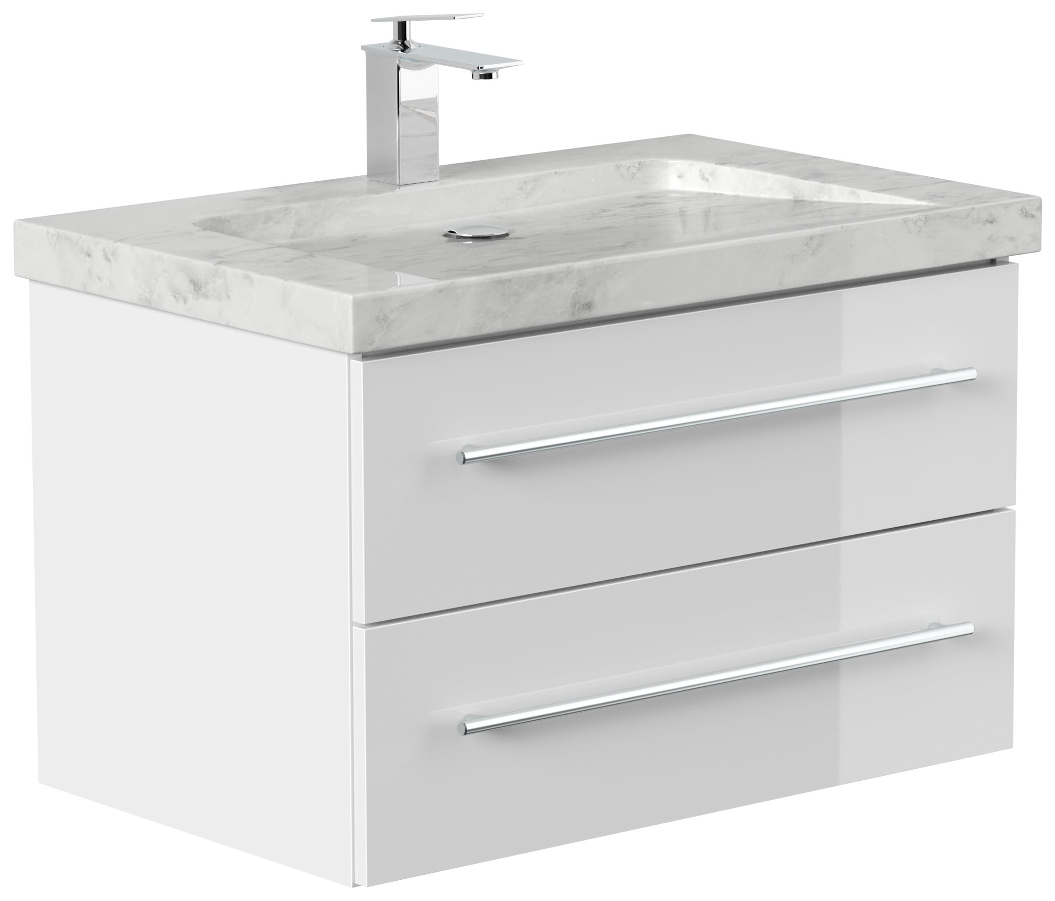 Badm&ouml;bel Marmor Carrara White YAMO 75 cm 1 Hahnloch SoftClose in versch. Ausf&uuml;hrungen 