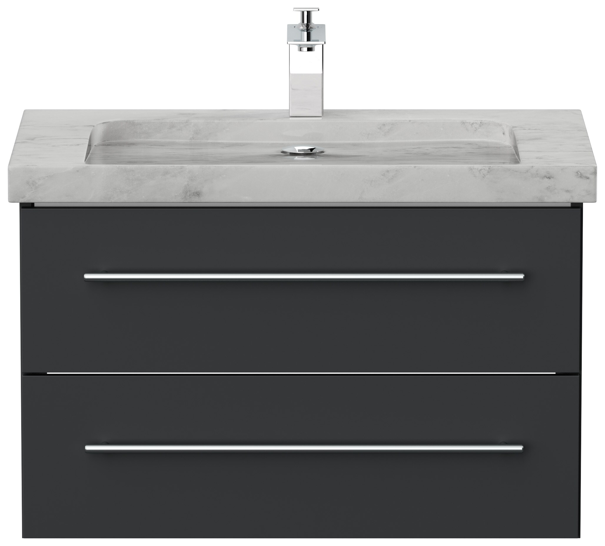 Badm&ouml;bel Marmor Carrara White YAMO 75 cm 1 Hahnloch SoftClose wei&szlig; hochglanz 