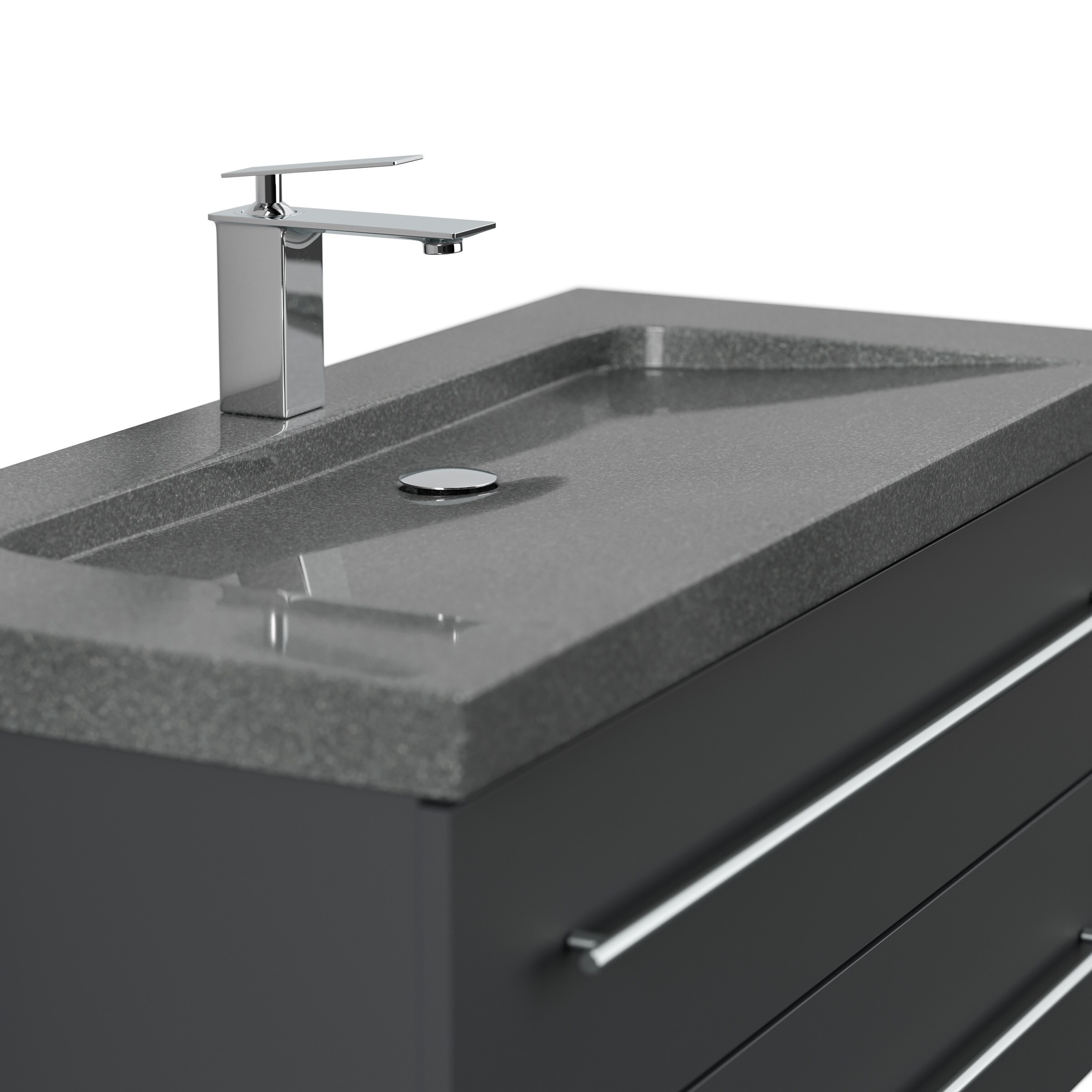 Badm&ouml;bel Granit G654 YAMO 100 cm 1 Hahnloch SoftClose wei&szlig; hochglanz 