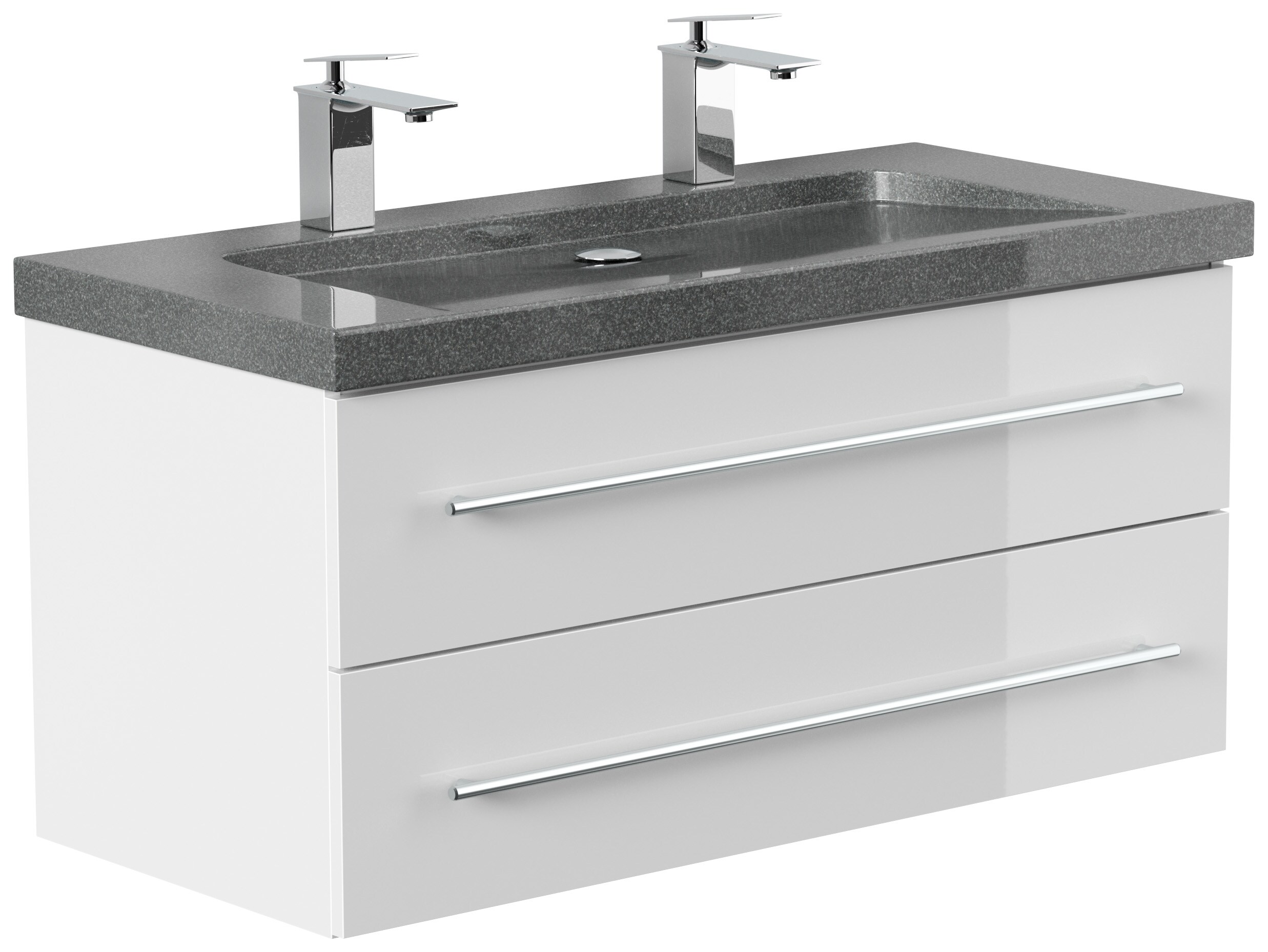 Badm&ouml;bel Granit G654 YAMO 100 cm 2 Hahnl&ouml;cher SoftClose in versch. Ausf&uuml;hrungen 