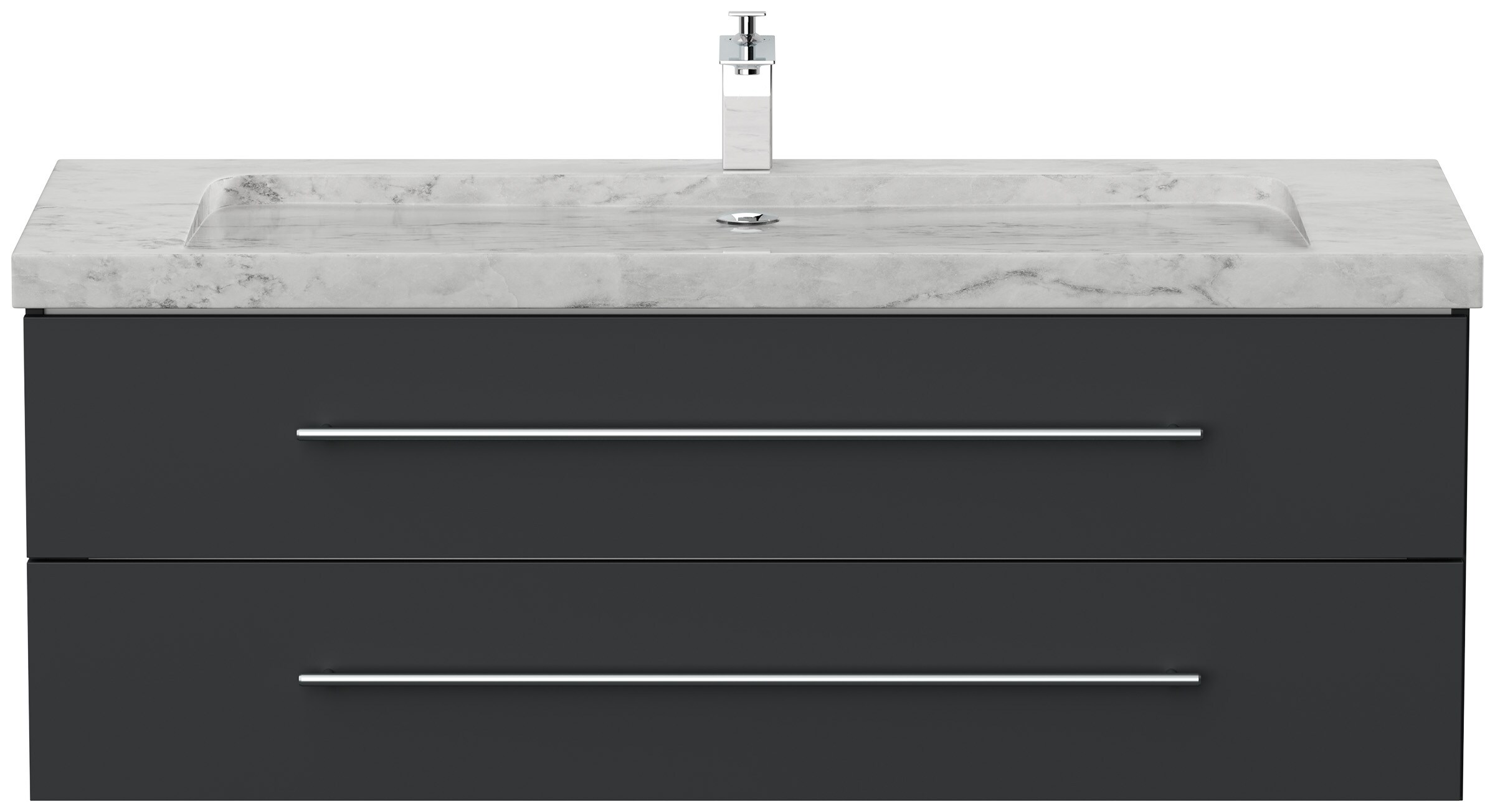 Badm&ouml;bel Marmor Carrara White YAMO 130 cm 1 Hahnloch SoftClose wei&szlig; hochglanz 