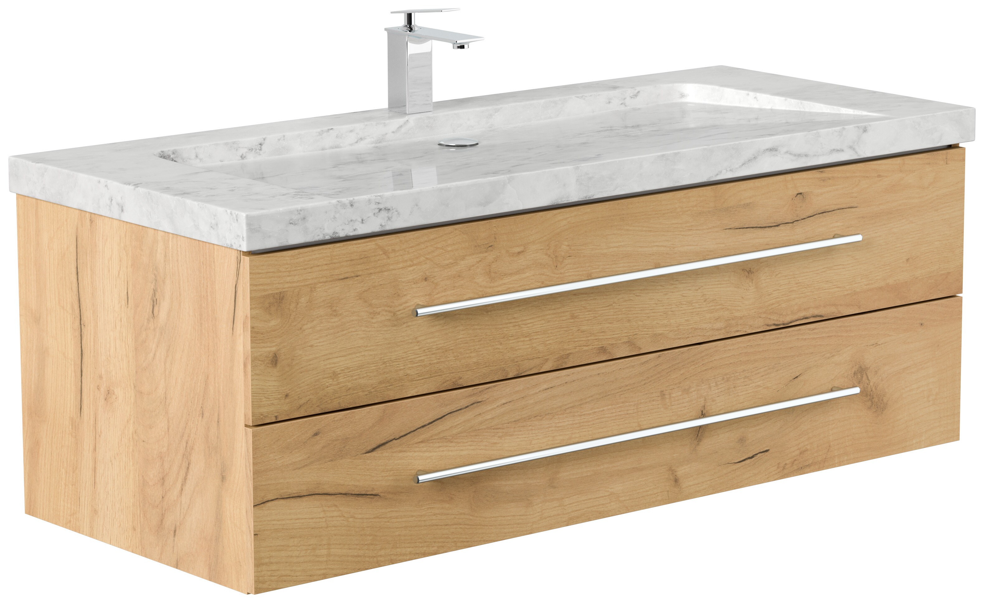 Badm&ouml;bel Marmor Carrara White YAMO 130 cm 1 Hahnloch SoftClose in versch. Ausf&uuml;hrungen 