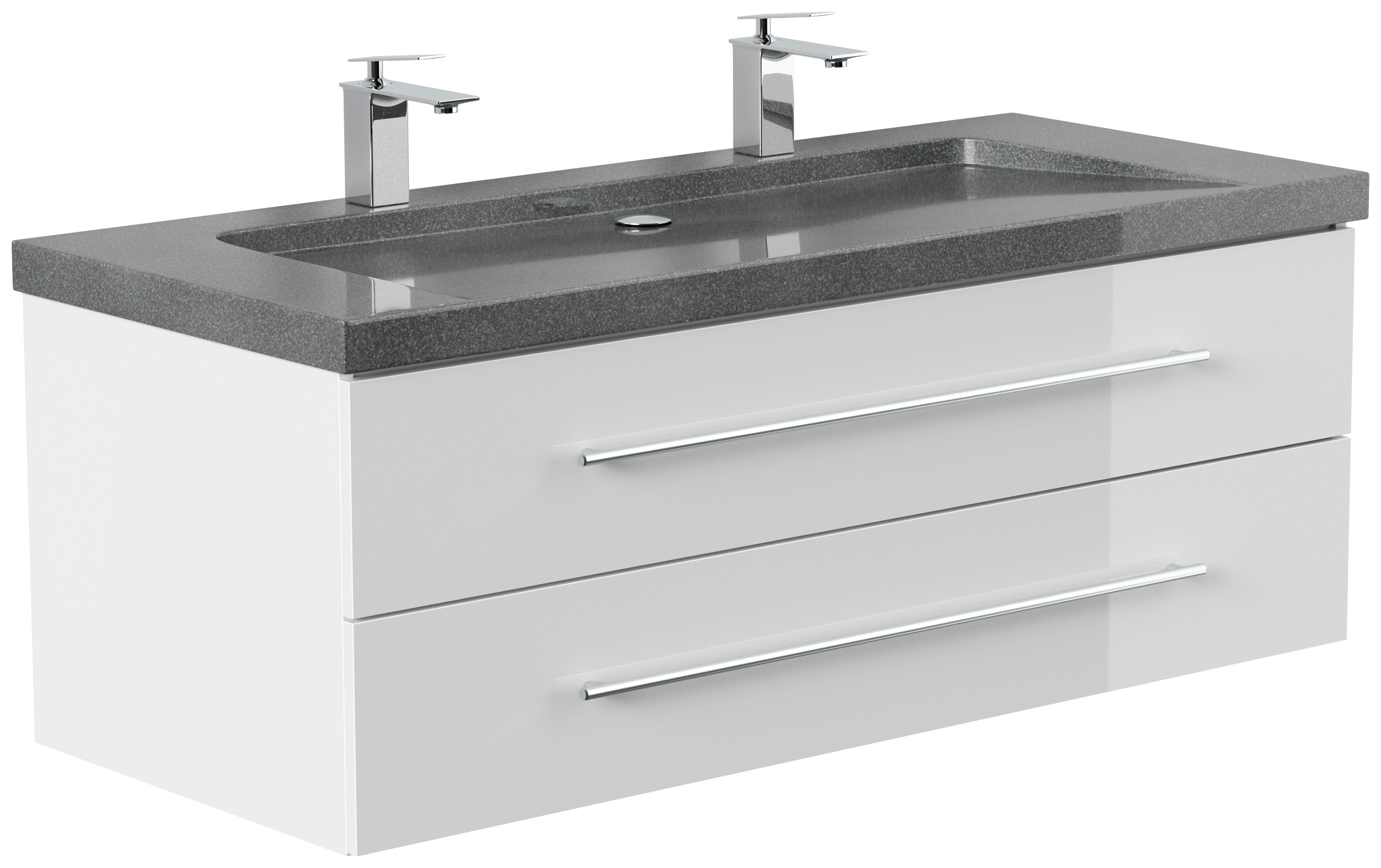 Badm&ouml;bel Granit G654 YAMO 130 cm 2 Hahnl&ouml;cher SoftClose in versch. Ausf&uuml;hrungen 