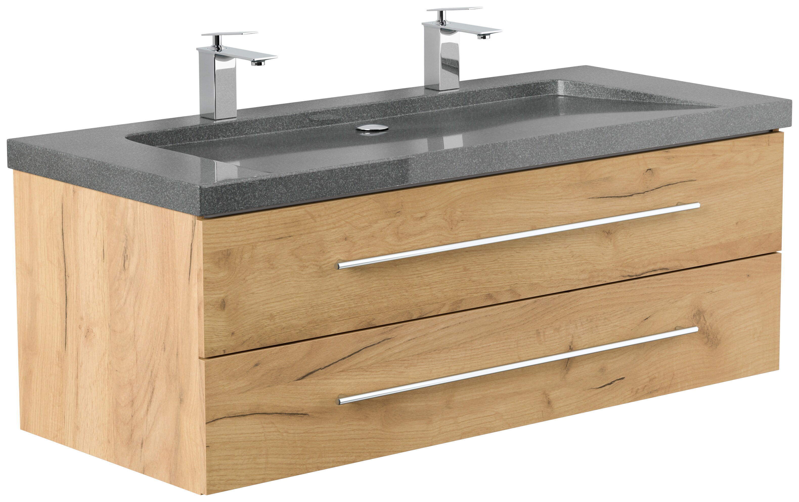 Badm&ouml;bel Granit G654 YAMO 130 cm 2 Hahnl&ouml;cher SoftClose in versch. Ausf&uuml;hrungen 