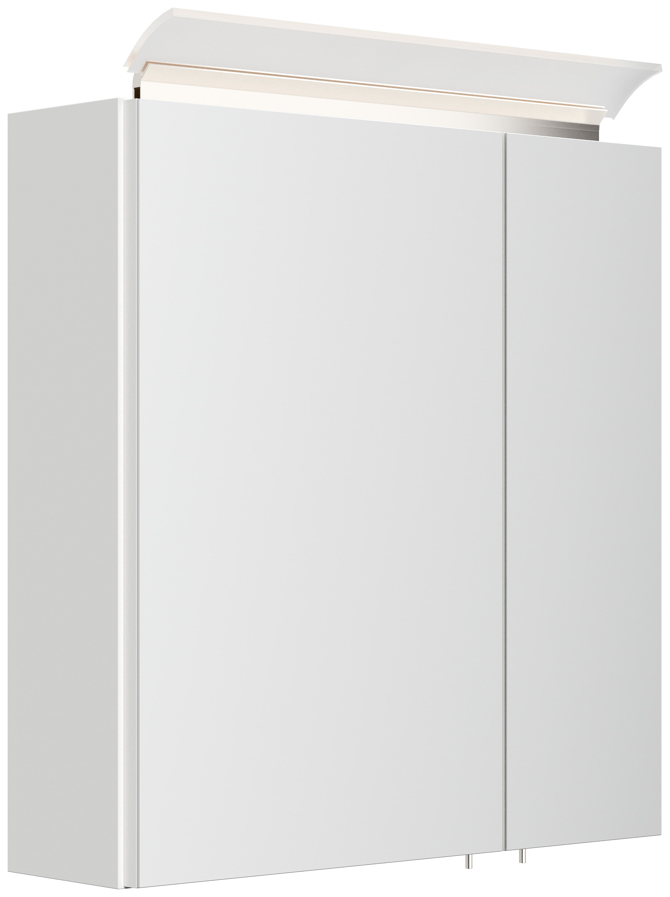 Spiegelschrank 60cm inkl. Design LED-Lampe und Glasb&ouml;den weiss hochglanz 