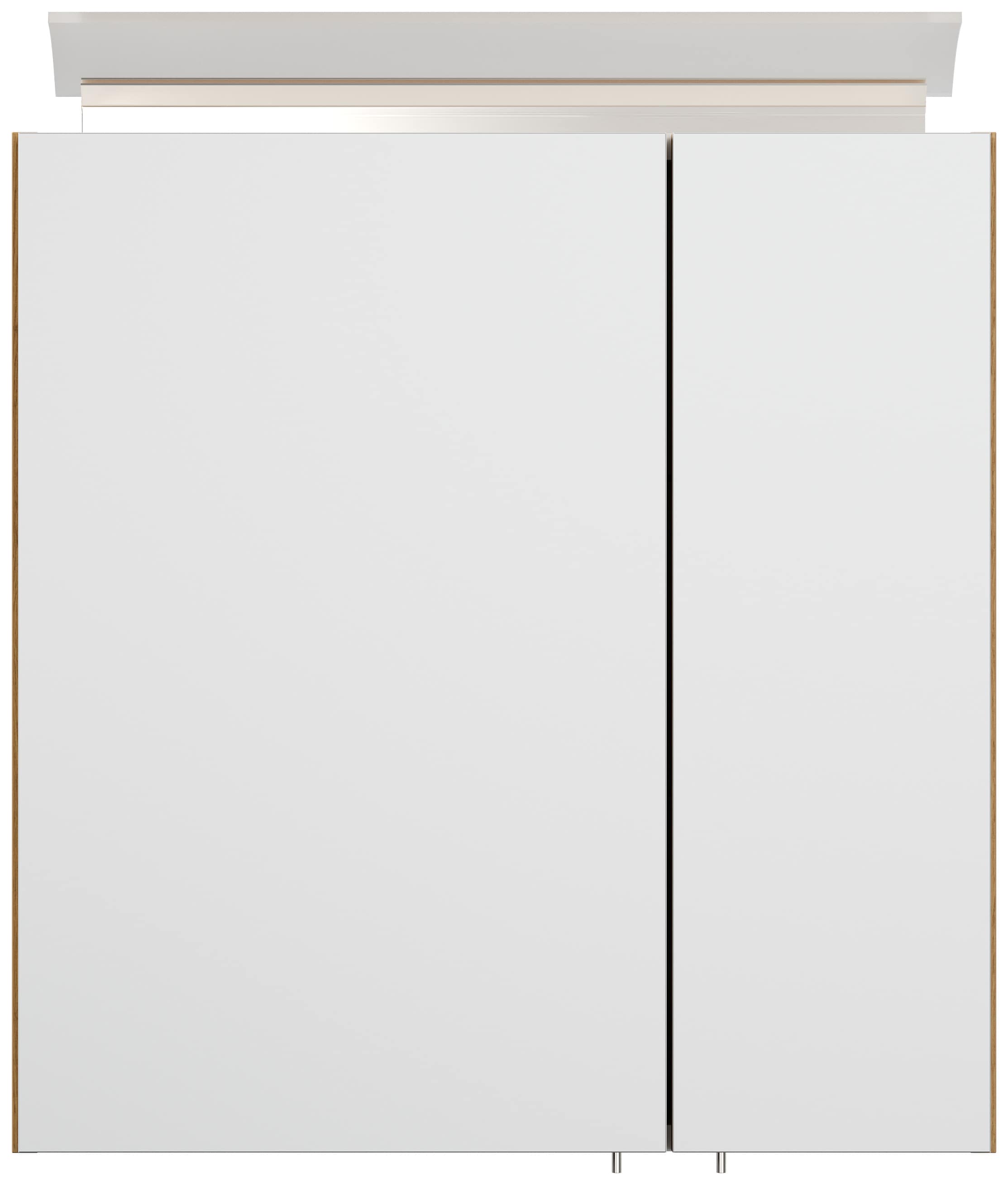 Spiegelschrank 60cm inkl. Design LED-Lampe und Glasb&ouml;den weiss hochglanz 