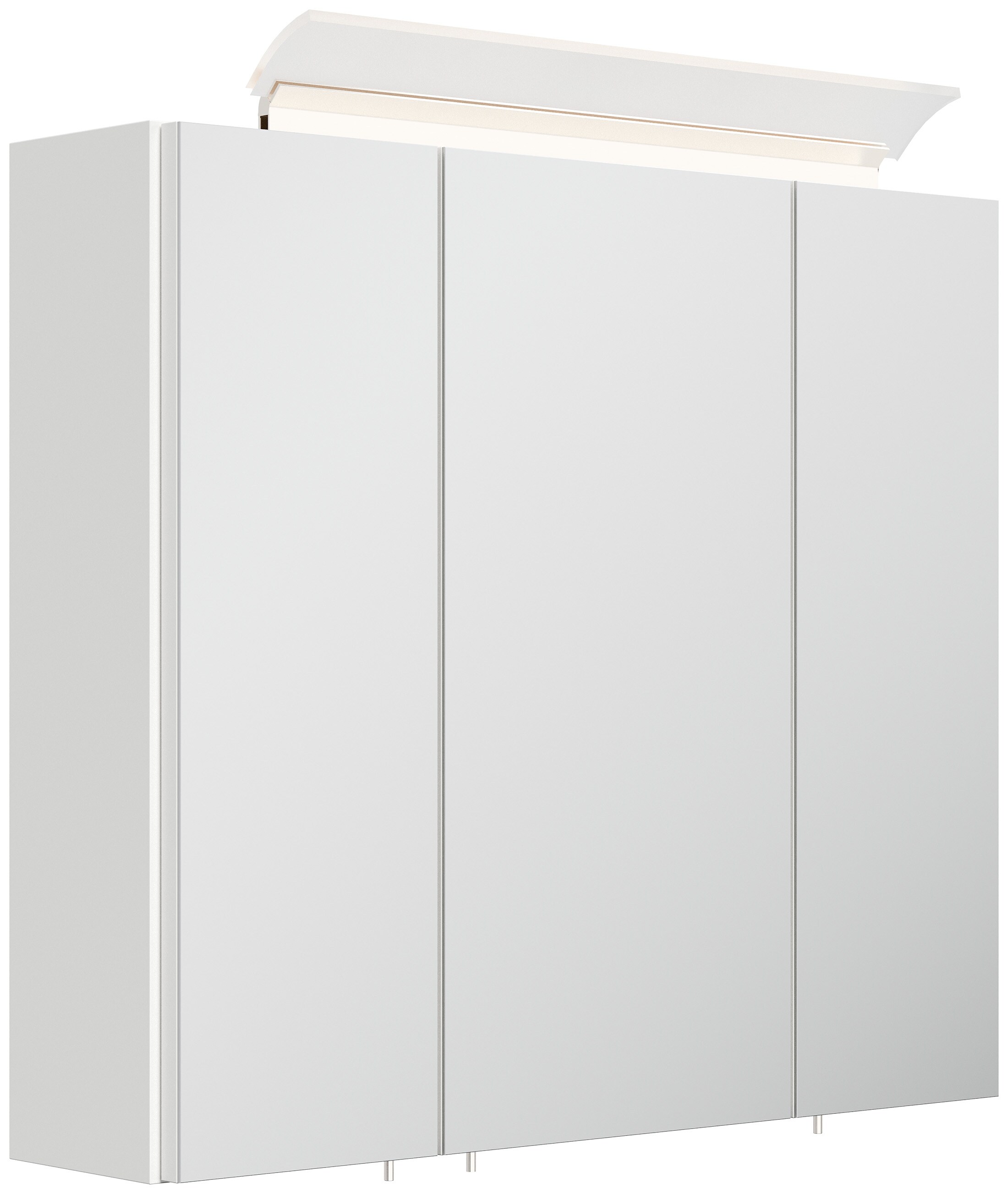 Spiegelschrank 70cm inkl. Design LED-Lampe und Glasb&ouml;den weiss hochglanz 