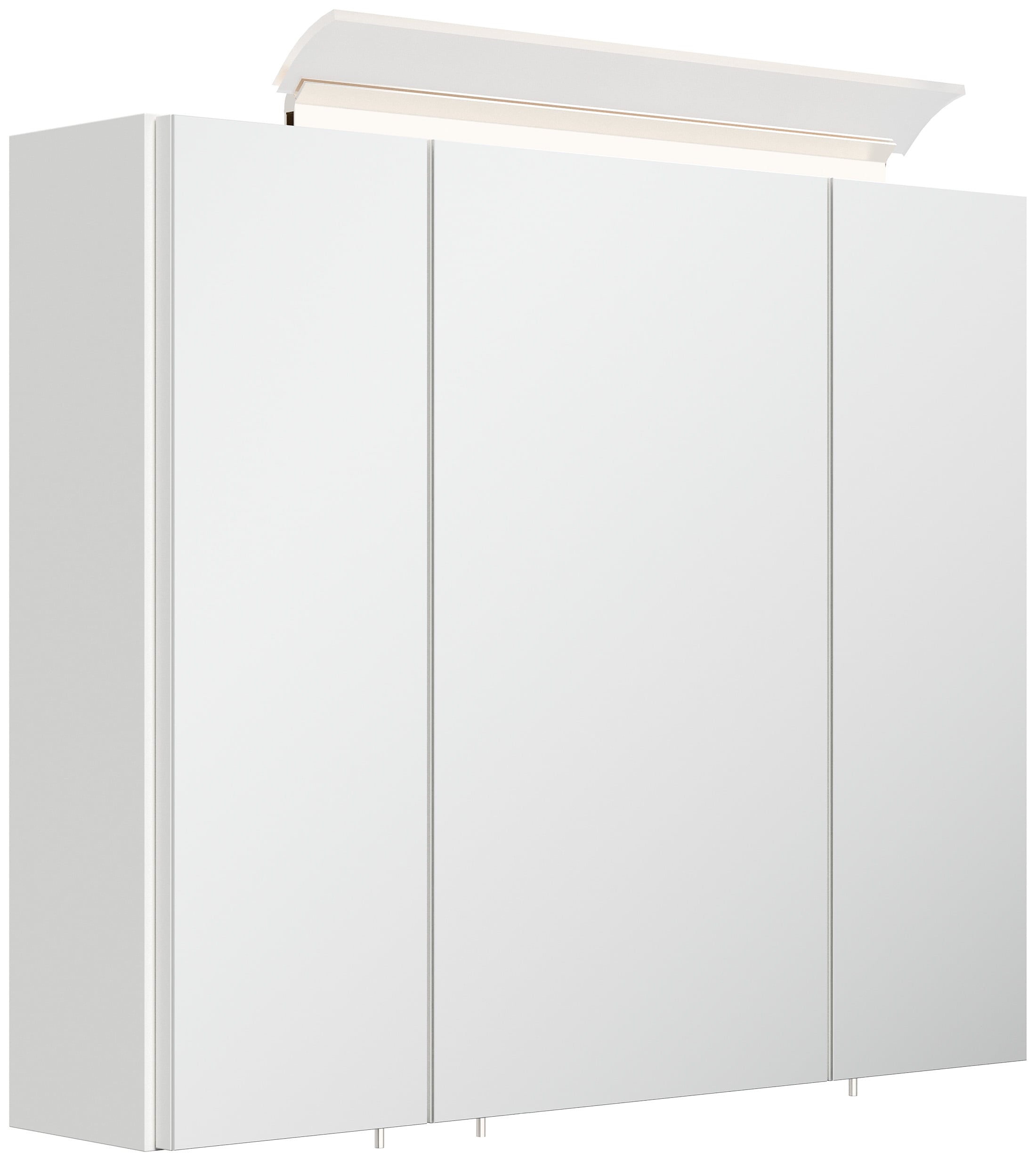 Spiegelschrank 75cm inkl. Design LED-Lampe und Glasb&ouml;den weiss hochglanz 