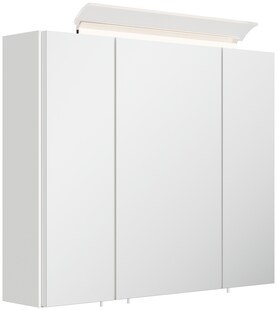 Spiegelschrank 75cm inkl. Design LED-Lampe und Glasböden weiss hochglanz 