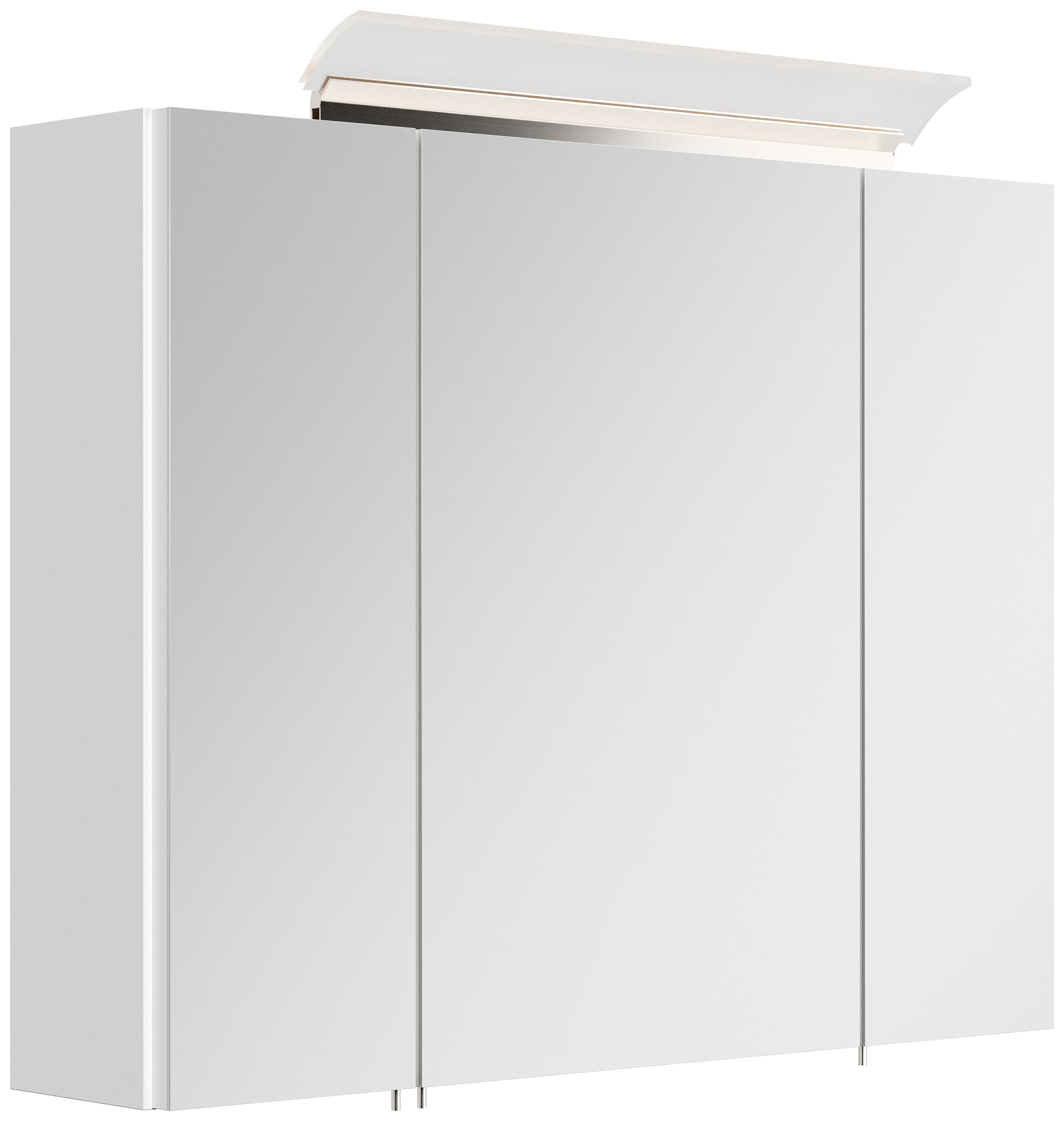 Spiegelschrank 80cm inkl. Design LED-Lampe und Glasb&ouml;den weiss hochglanz 