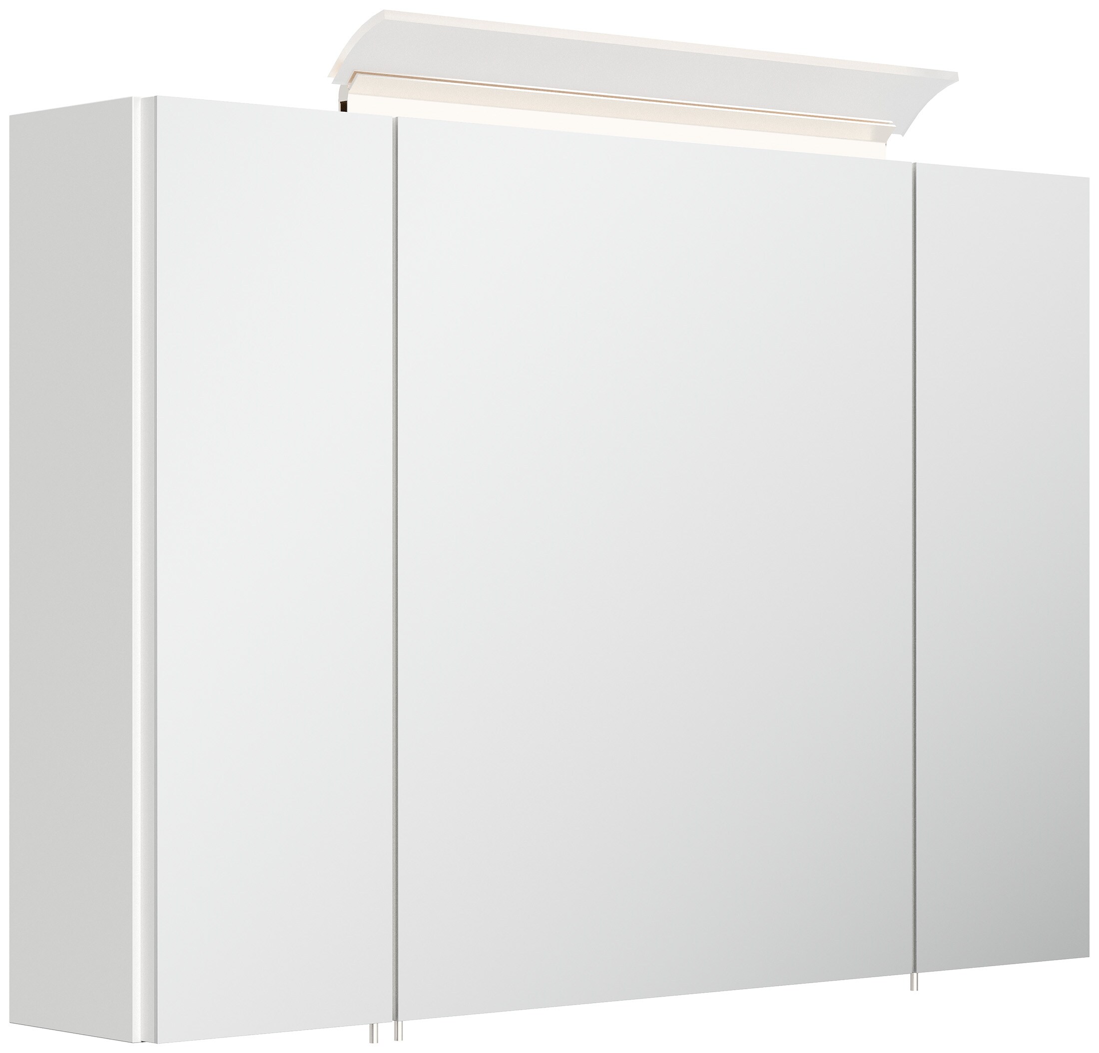 Spiegelschrank 90cm inkl. Design LED-Lampe und Glasb&ouml;den weiss hochglanz 