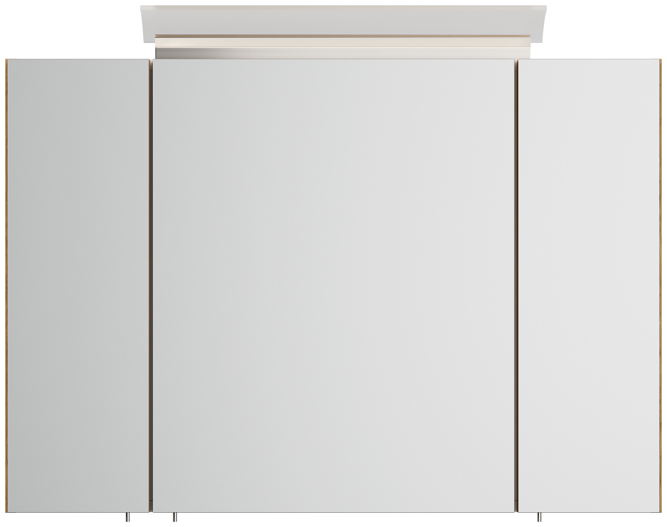 Spiegelschrank 90cm inkl. Design LED-Lampe und Glasb&ouml;den weiss hochglanz 