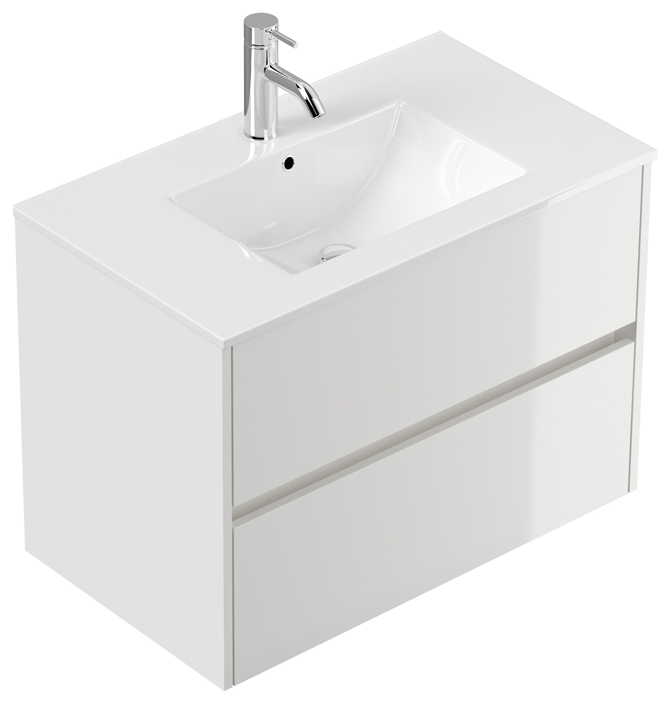 Badm&ouml;bel Limes & Waschtisch 80cm 2 Greifraum SoftClose Ausz&uuml;ge wei&szlig; Hgl 