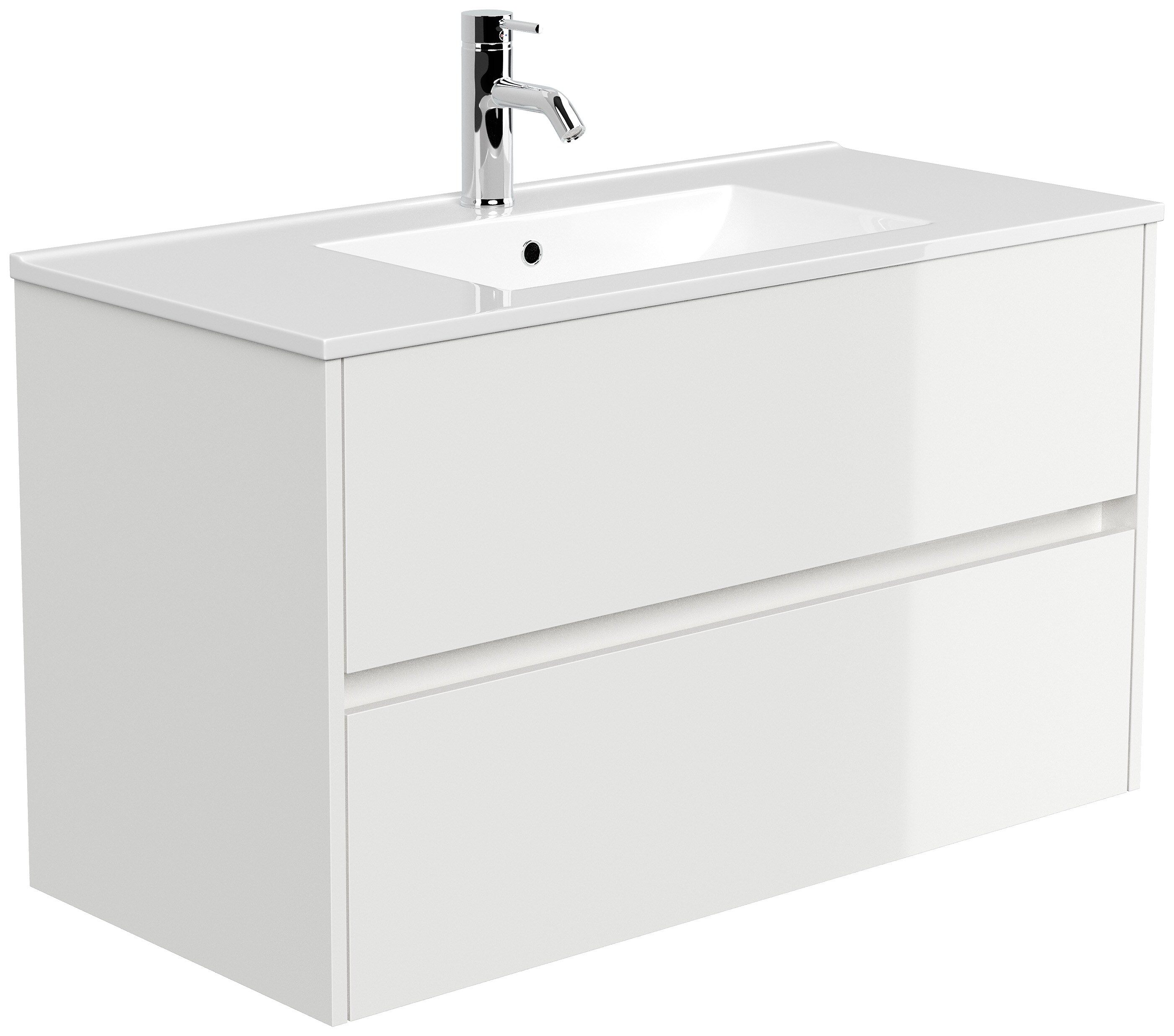 Badm&ouml;bel Limes & Waschtisch 100cm 2 Greifraum SoftClose Ausz&uuml;ge wei&szlig; Hgl 