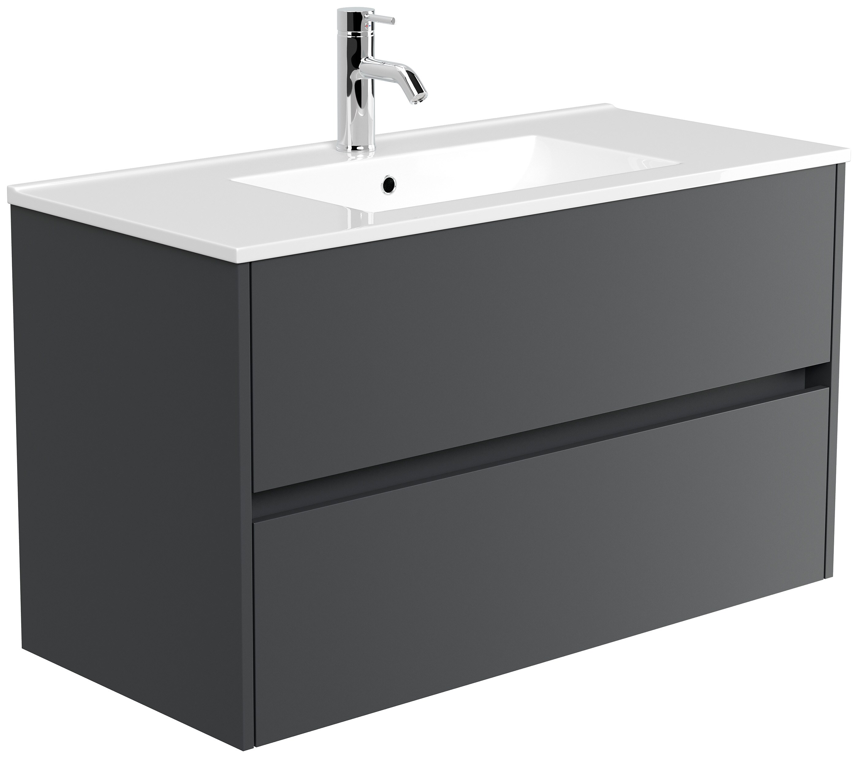 Badm&ouml;bel Limes & Waschtisch 100 cm 2 Greifraum SoftClose Ausz&uuml;ge Grafit 