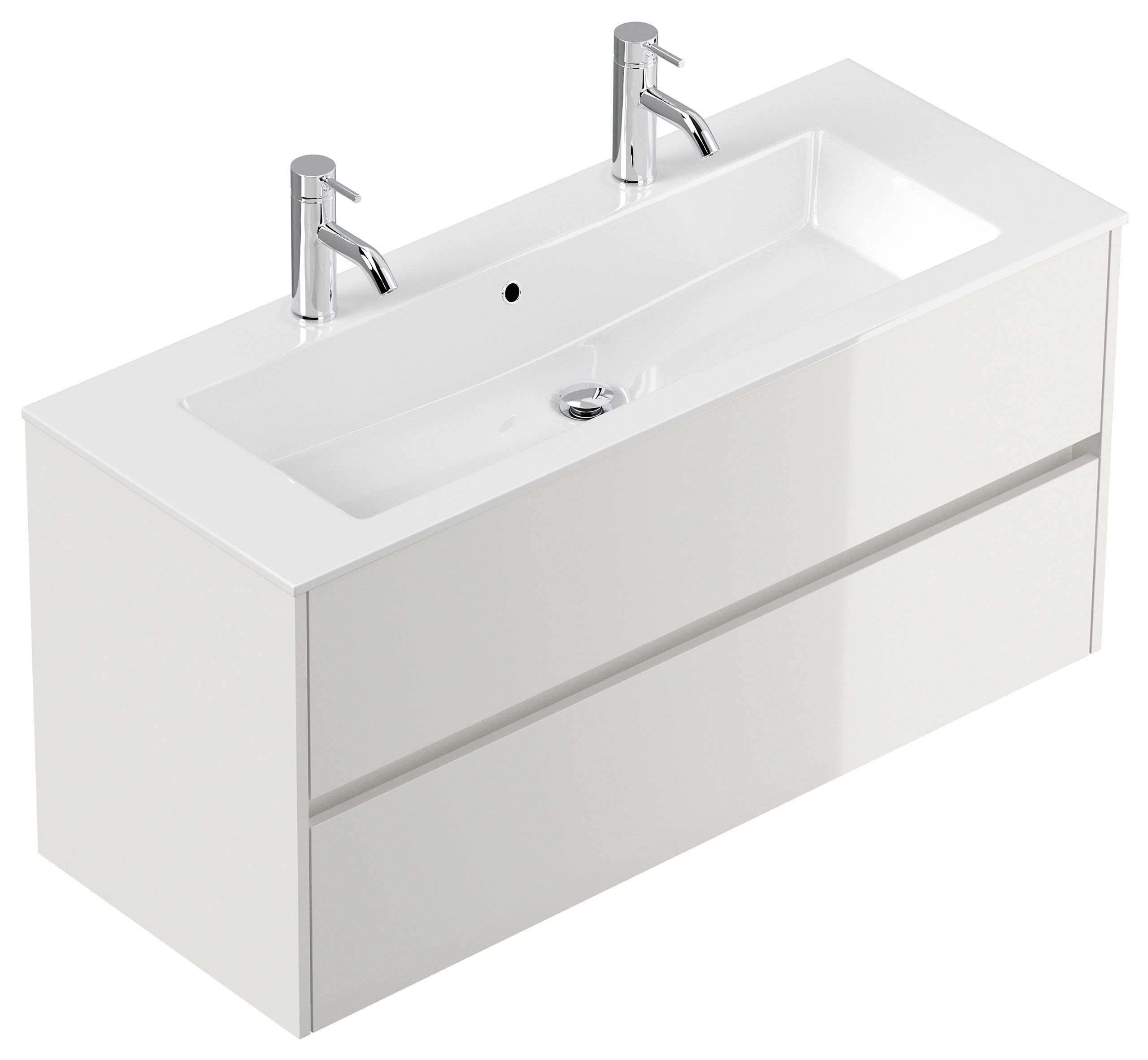 Badm&ouml;bel Limes & Doppel-Waschtisch 120cm 2 Greifraum SoftClose Ausz&uuml;ge wei&szlig; Hgl 