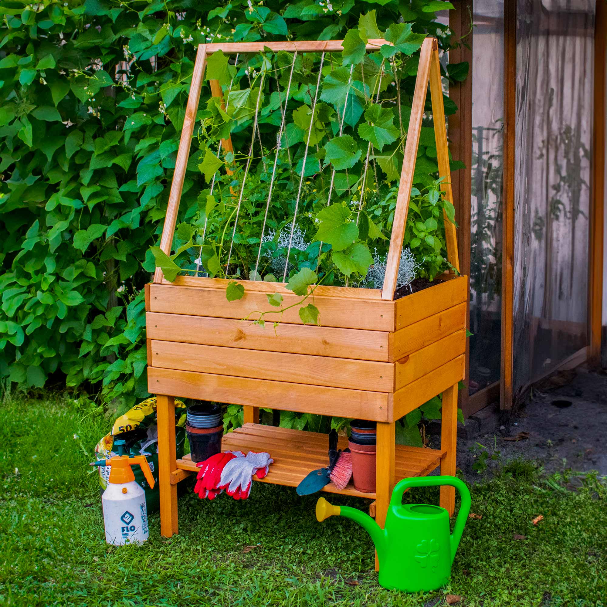 dobar Hochbeet Kubus Inkl. Rankhilfen-Aufsatz 