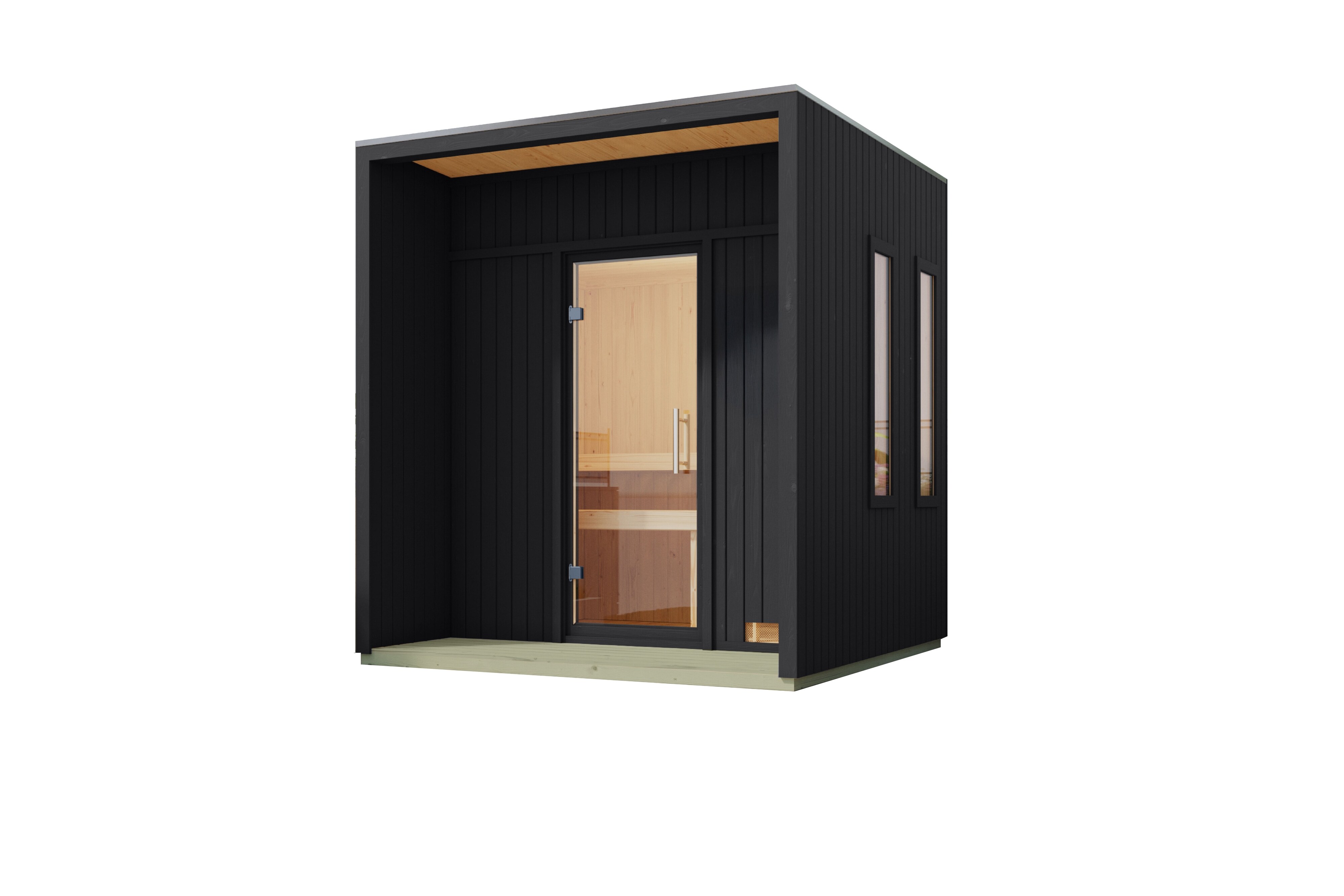 Karibu Saunahaus Nadira natur oder schwarz inkl. Saunaofen 9kW 
