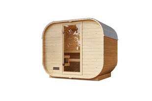 Karibu Würfelsaunahaus Louisa Plus inkl. Saunaofen 9kW integr. Strg. 
