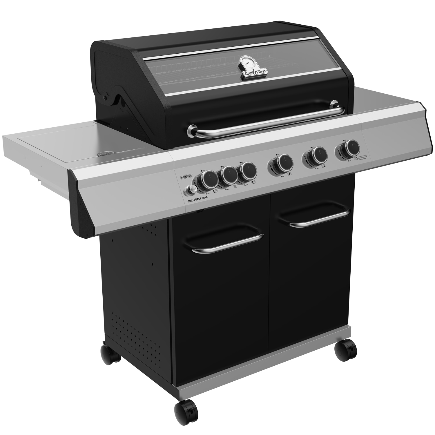 Grillf&uuml;rst G510G 5-Brenner Gasgrill mit Hochtemperaturbrenner und Gusseisen Rosten 