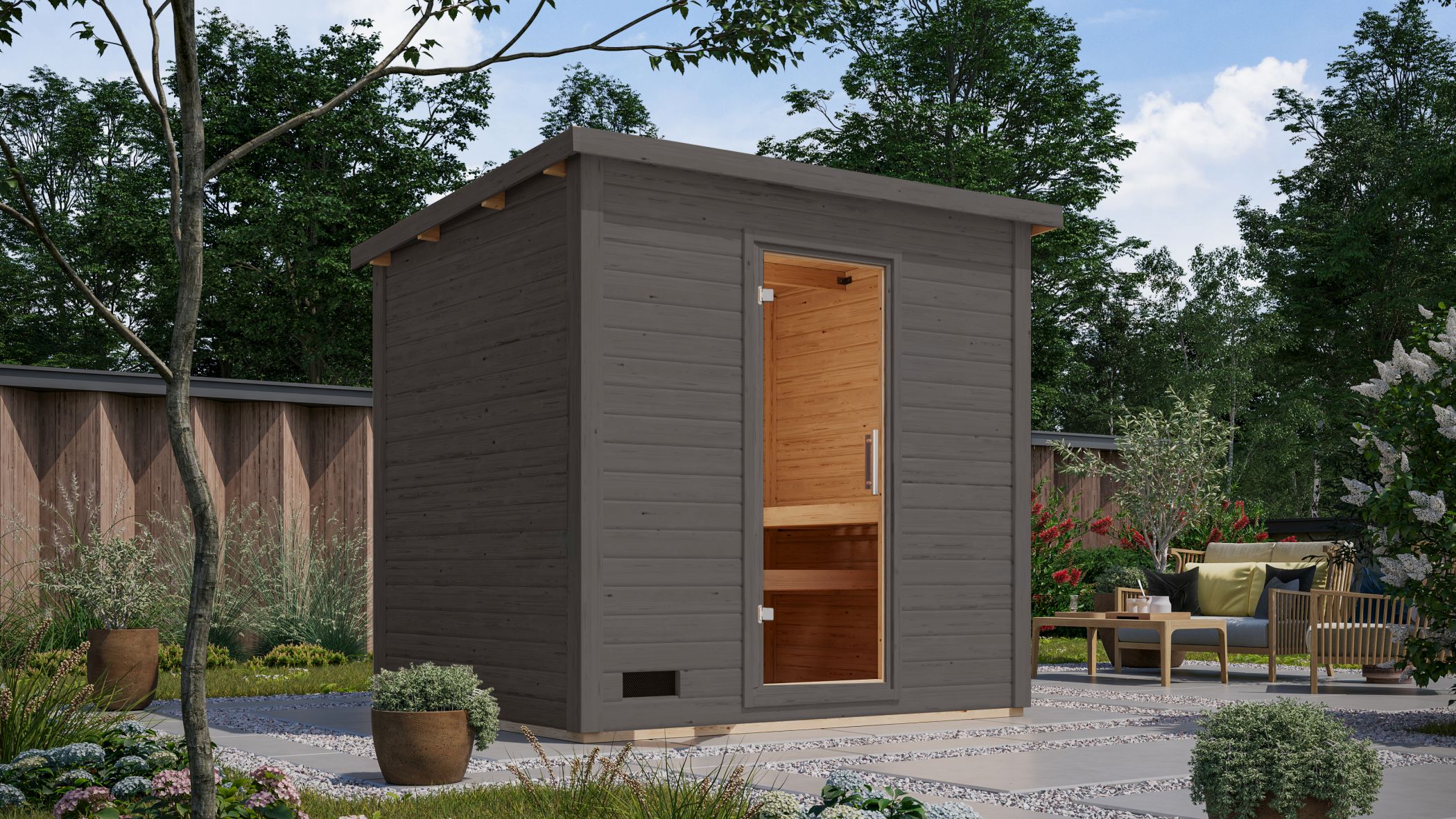 CHILLROI Saunahaus Kaapi 4 verschiedene Ausf&uuml;hrungen 