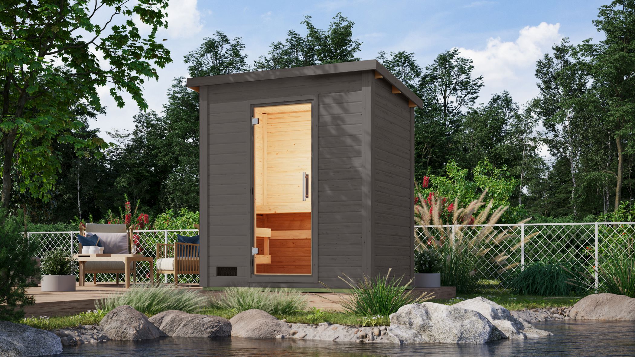 CHILLROI Saunahaus Kaapi 2 verschiedene Ausf&uuml;hrungen 