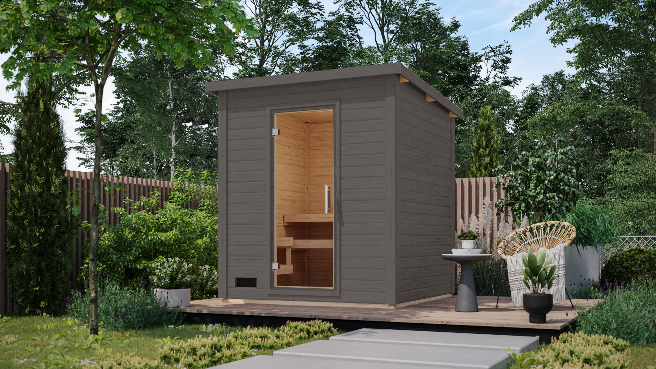 CHILLROI Saunahaus Kaapi 3 verschiedene Ausf&uuml;hrungen 