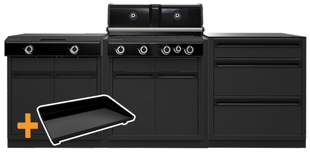 Outdoorchef HEAT Outdoor K&uuml;che - Die Grillstation PLUS - HEAT X-415 + X-245 + Schrankmodul - inkl. XL Plancha 