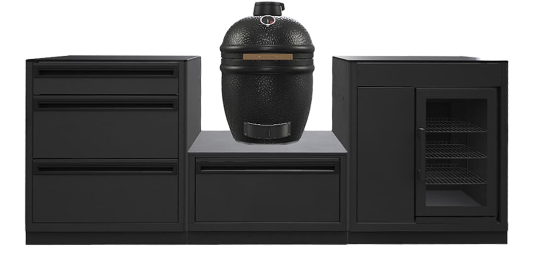 Outdoorchef HEAT Outdoor K&uuml;che 3-teilig: EGG 460 H + Caso BBQ Cooler - mit Arbeitsplatte aus Granit 