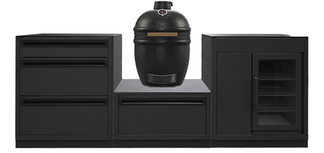 HEAT Outdoor Küche 3-teilig: EGG 460 H + Caso BBQ Cooler - mit Arbeitsplatte aus Granit