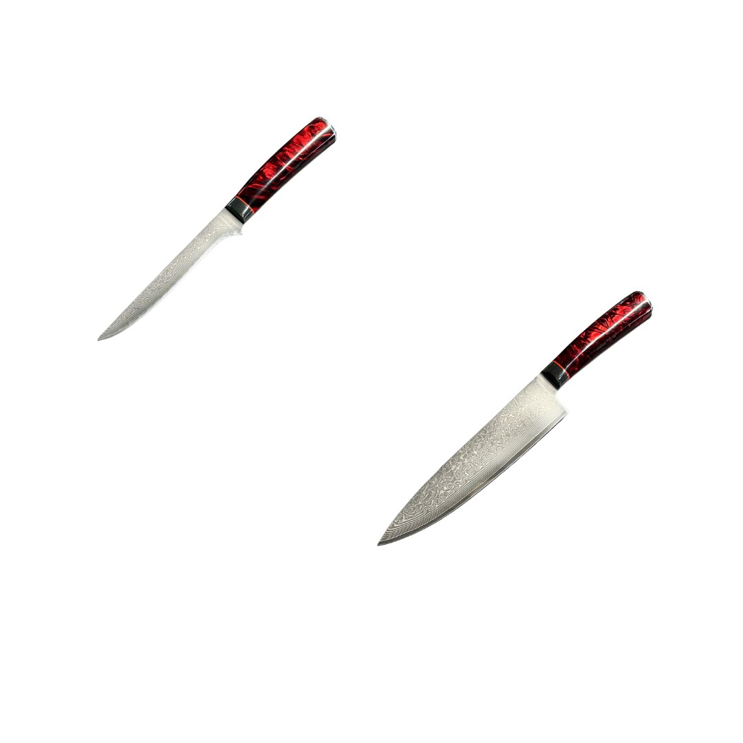 Damast Messer-Set Kochmesser & Ausbeinmesser