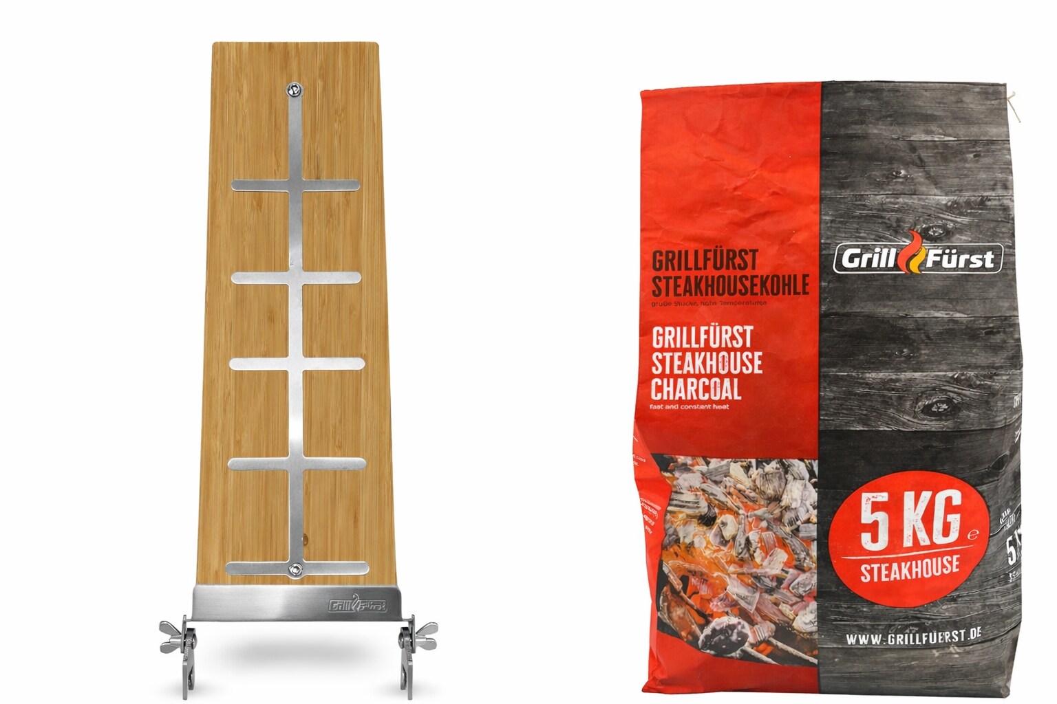 Flammlachs Starter-Set Flammlachsbrett und Steakhouse Grillkohle