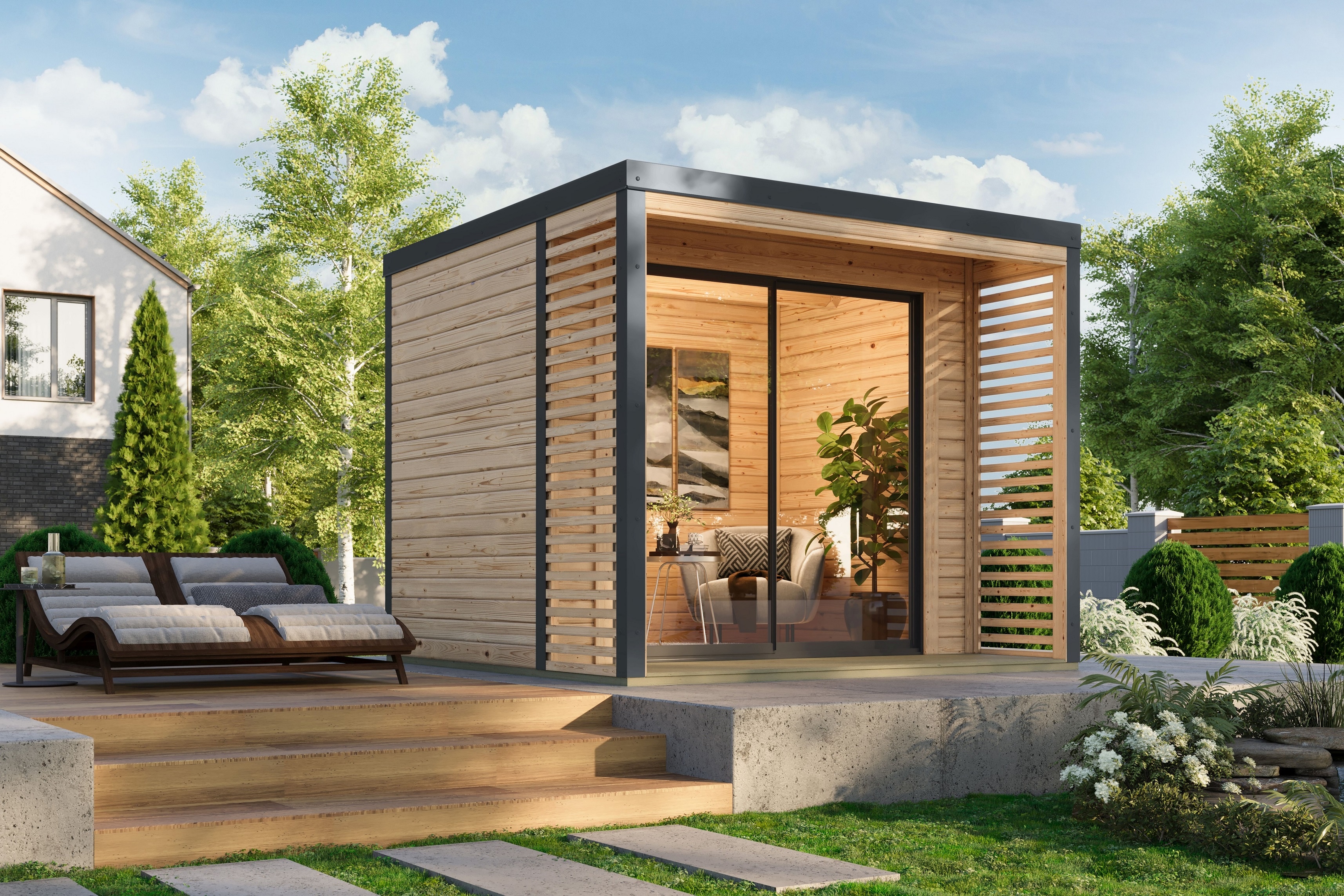 Karibu Gartenhaus Sacramento 38mm Hybrid in versch. Ausf&uuml;hrungen 