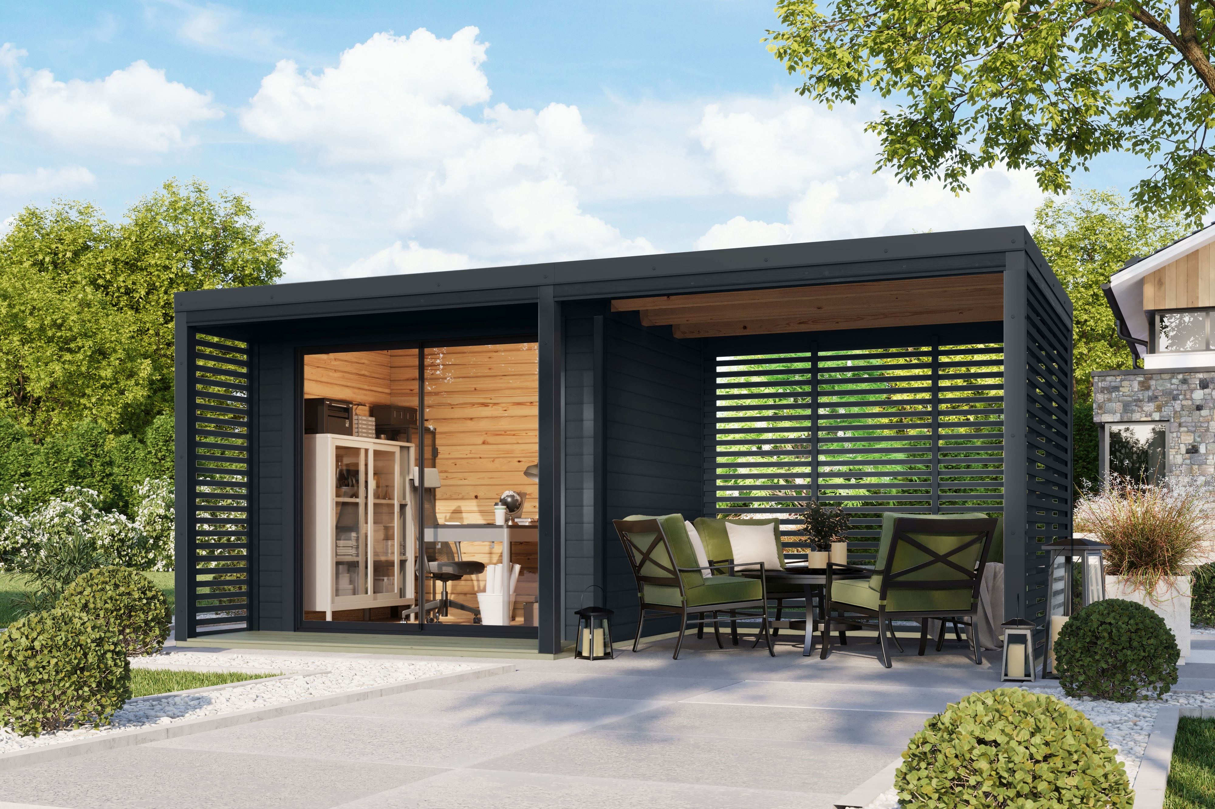 Karibu Gartenhaus Sacramento 38mm Hybrid in versch. Ausf&uuml;hrungen 
