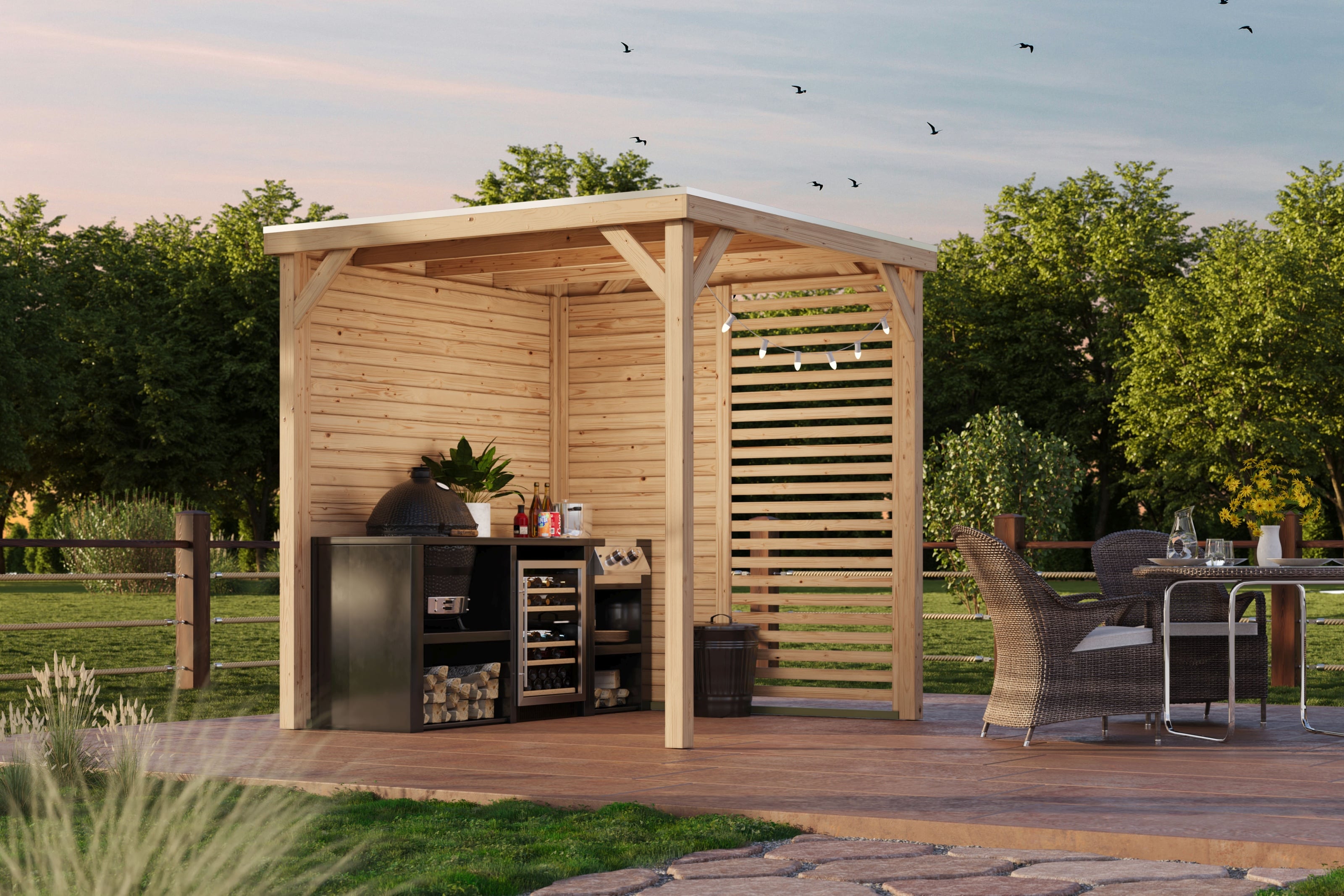 Karibu Grillunterstand Rocky Pavillon Set 