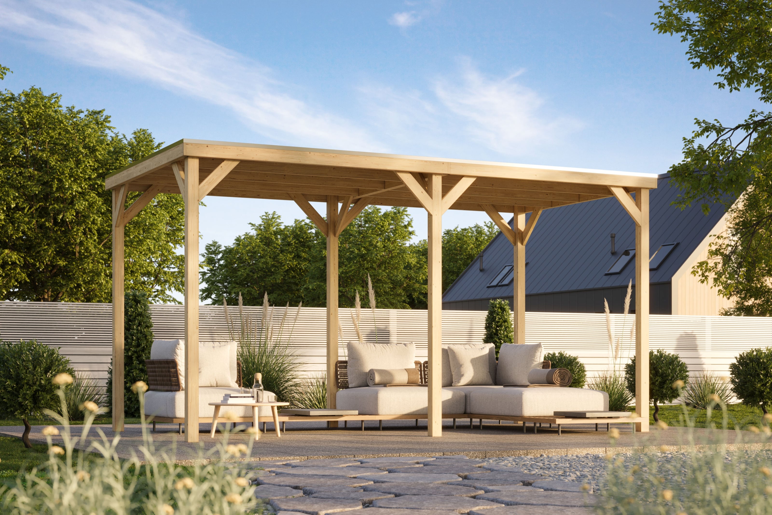 Karibu Grillunterstand Rocky Pavillon Doppel 