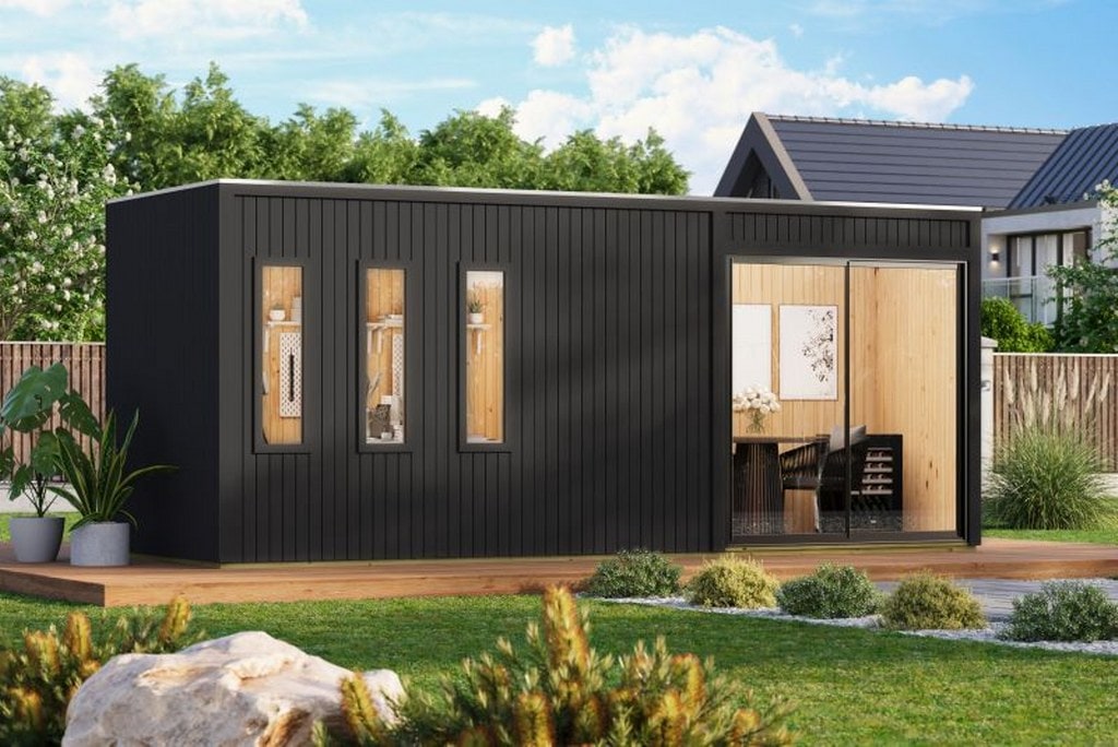 Karibu Homeoffice Haus Wiesel 3 schwarz 