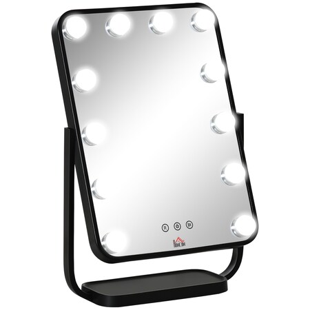 HOMCOM LED-Spiegel mit LED-Lampen schwarz 32,8L x 11B x 47,4H cm