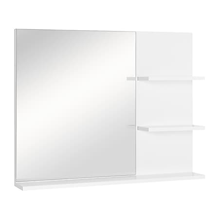 kleankin Badspiegel mit 3 Ablagen weiß 60 x 10 x 48 cm (BxTxH) | Wandspiegel Badezimmerspiegel Spiegel 