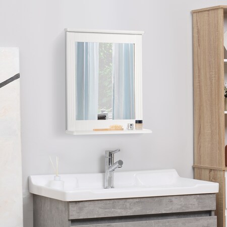 kleankin Badspiegel mit 3 Ablagen, Wandspiegel, Spiegelregal