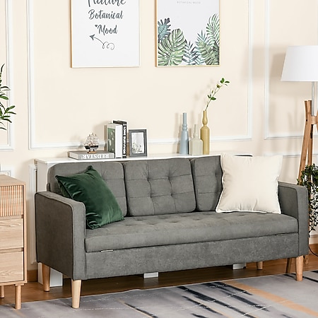 HOMCOM 3-Sitzer-Sofa mit abnehmbaren Kissen grau 166,5 x 62 x 82 cm (BxTxH)  | bei Marktkauf online bestellen
