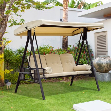 Outsunny Hollywoodschaukel als 3-Sitzer 124,5 x 206 x 180 cm (LxBxH) |  Schaukelbank Schaukel mit Sonnendach Gartenschaukel bei Marktkauf online  bestellen