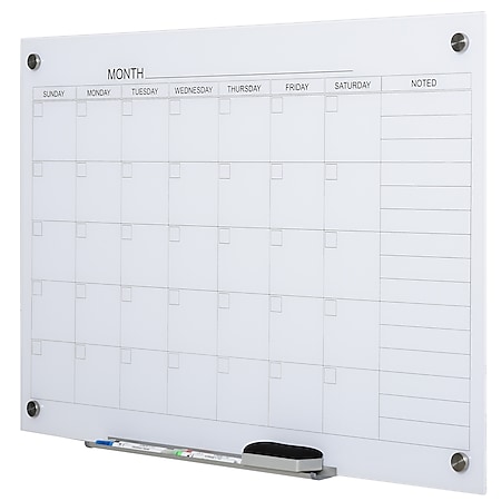 Vinsetto Kalendertafel mit Radiergummi und 4 Markern weiß 90 x 60 x 0,2 cm (BxTxH) | Magnettafel Planungstafel Memoboard Whiteboard 